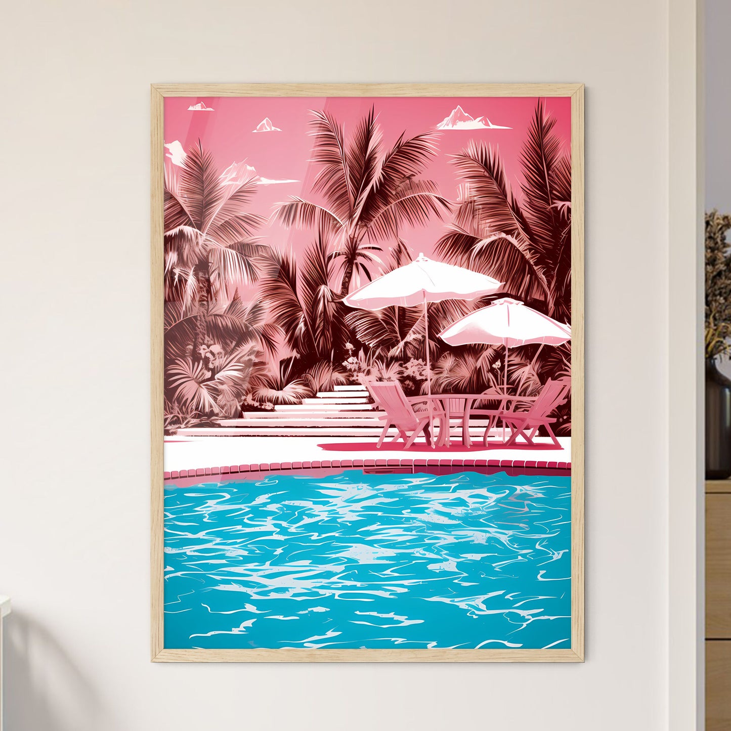 Pool With Chairs And Umbrellas By It Art Print Default Title