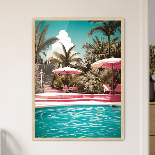 Pool With Pink Chairs And Umbrellas Art Print Default Title