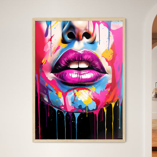 Colorful Lips And Nose With Paint Dripping Art Print Default Title