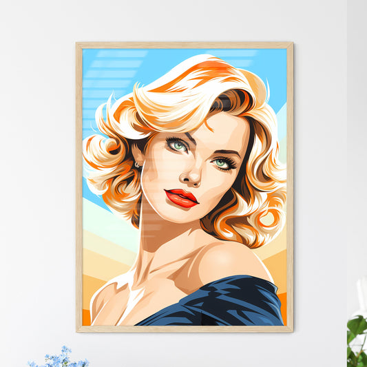 Woman With Blonde Hair And Red Lipstick Art Print Default Title