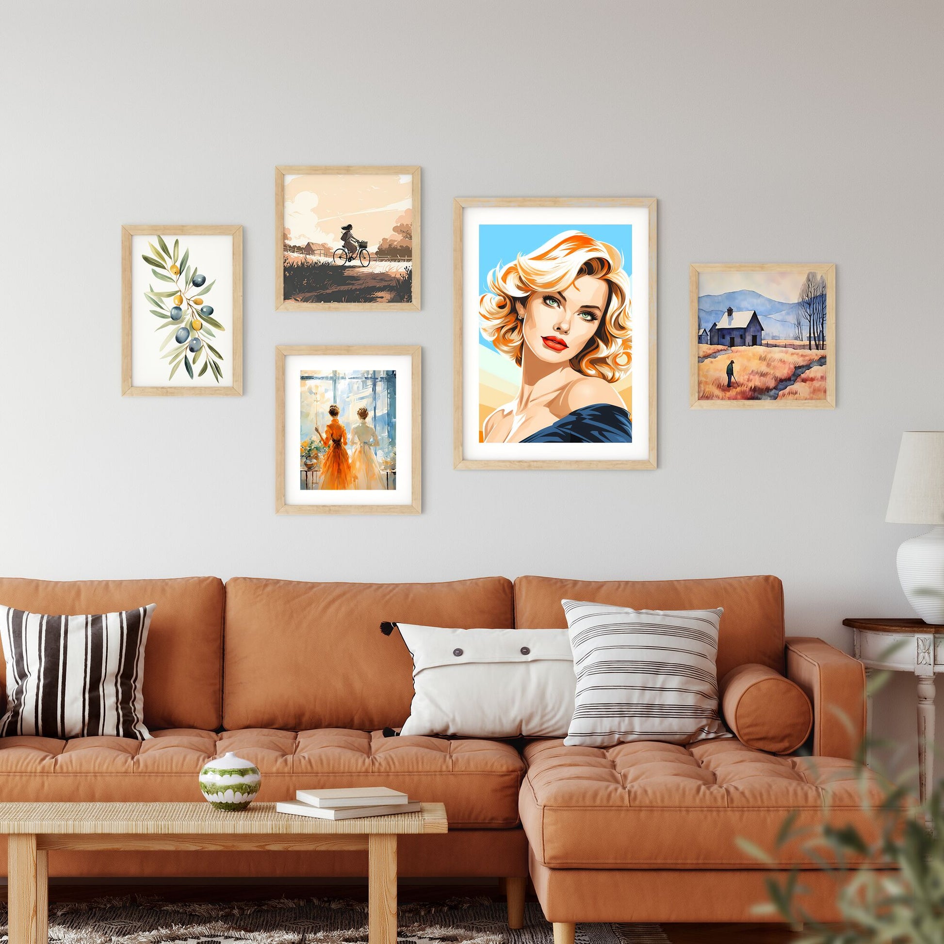 Woman With Blonde Hair And Red Lipstick Art Print Default Title