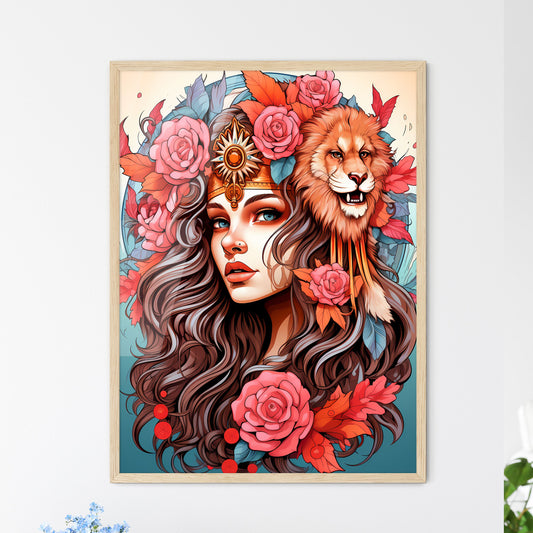 Woman With A Lion Headband And Roses Art Print Default Title