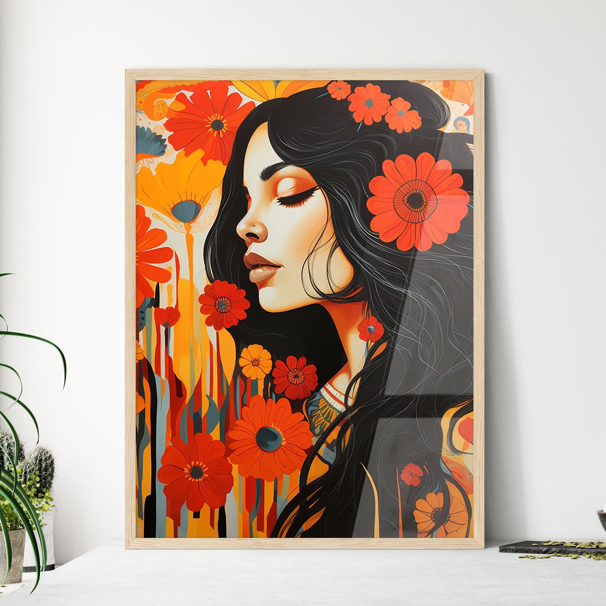 Painting Of A Woman With Flowers In Her Hair Art Print Default Title