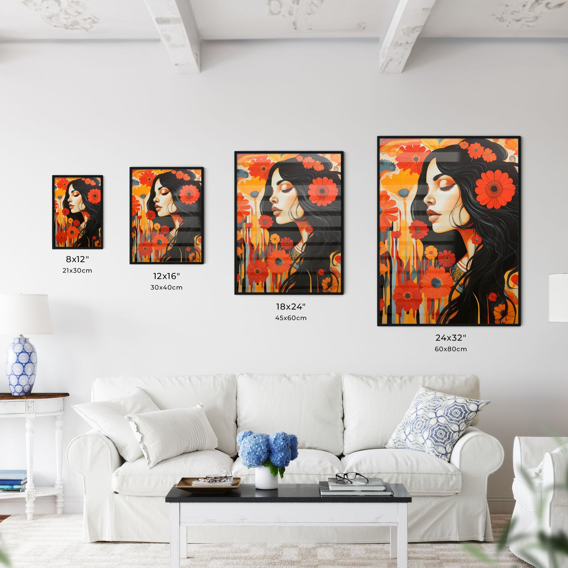 Painting Of A Woman With Flowers In Her Hair Art Print Default Title