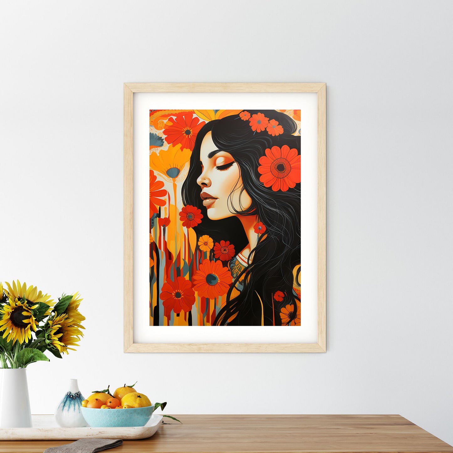 Painting Of A Woman With Flowers In Her Hair Art Print Default Title