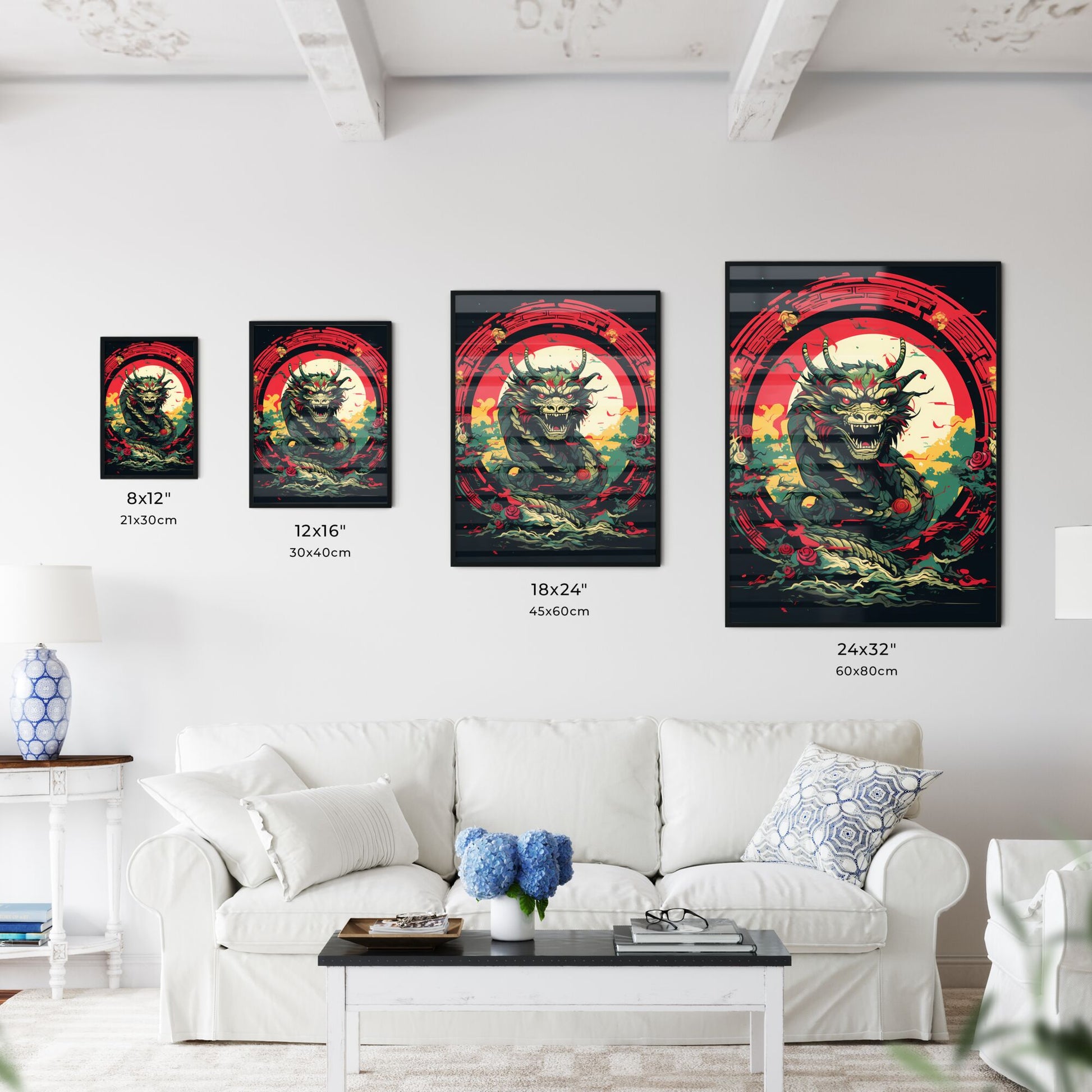 Dragon With Horns And Red Eyes Art Print Default Title