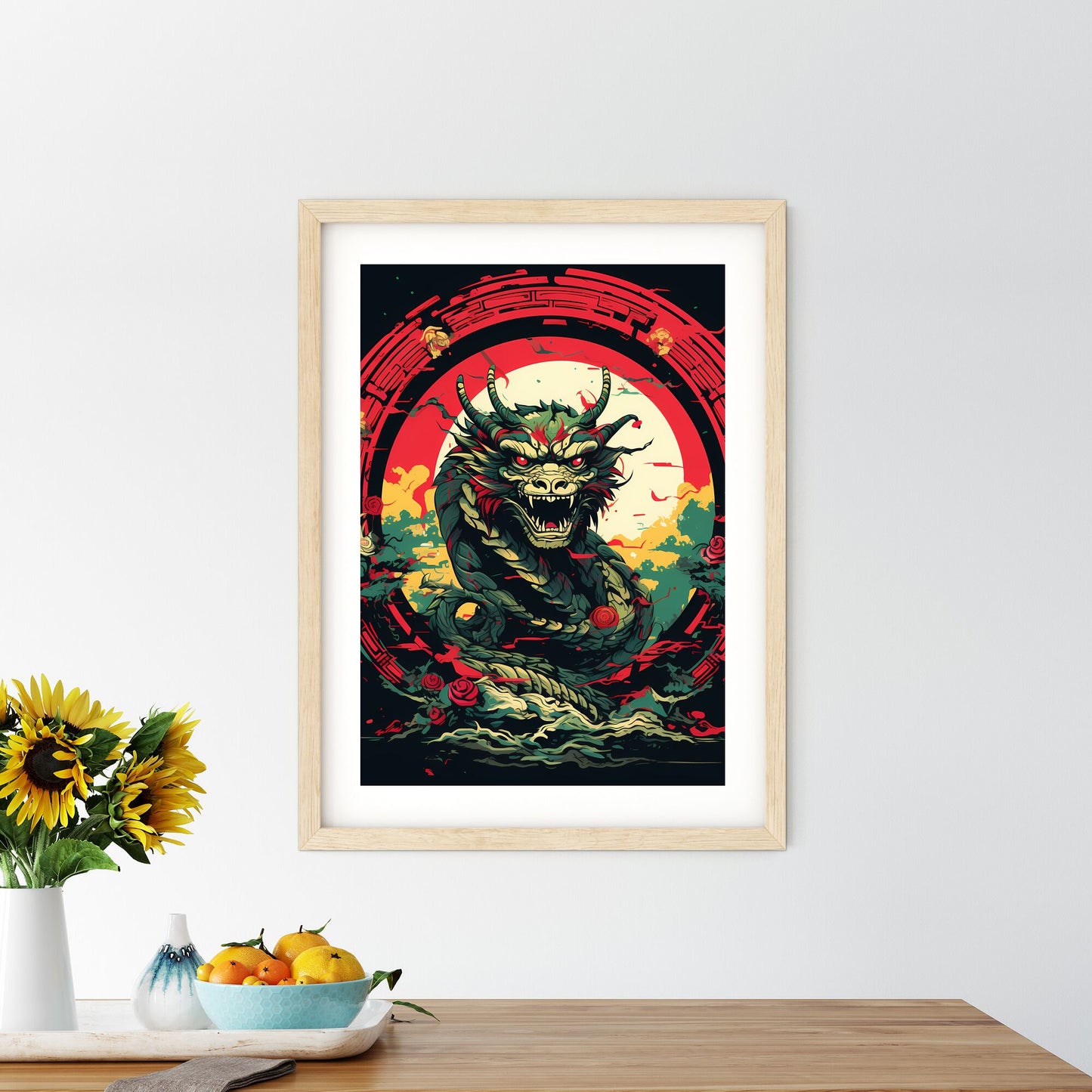 Dragon With Horns And Red Eyes Art Print Default Title