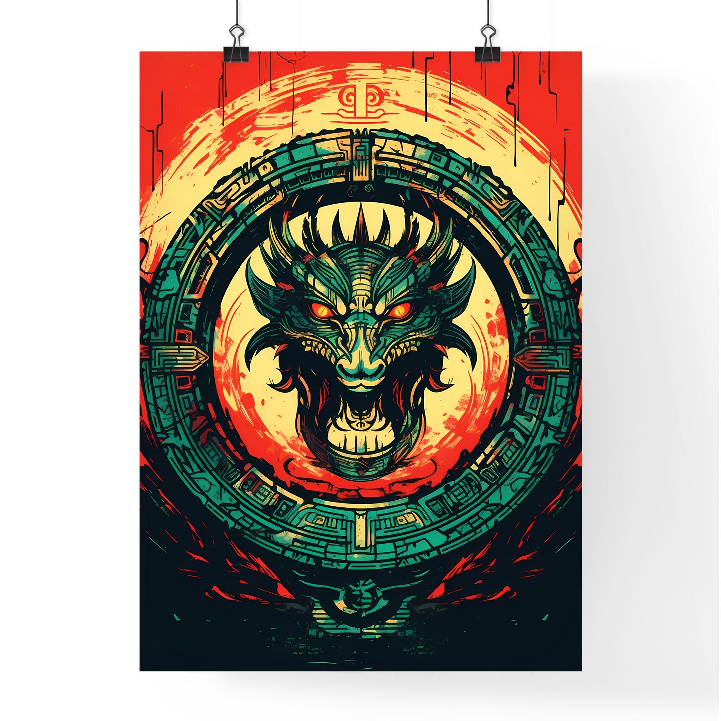 Dragon Head In A Circle Art Print Default Title