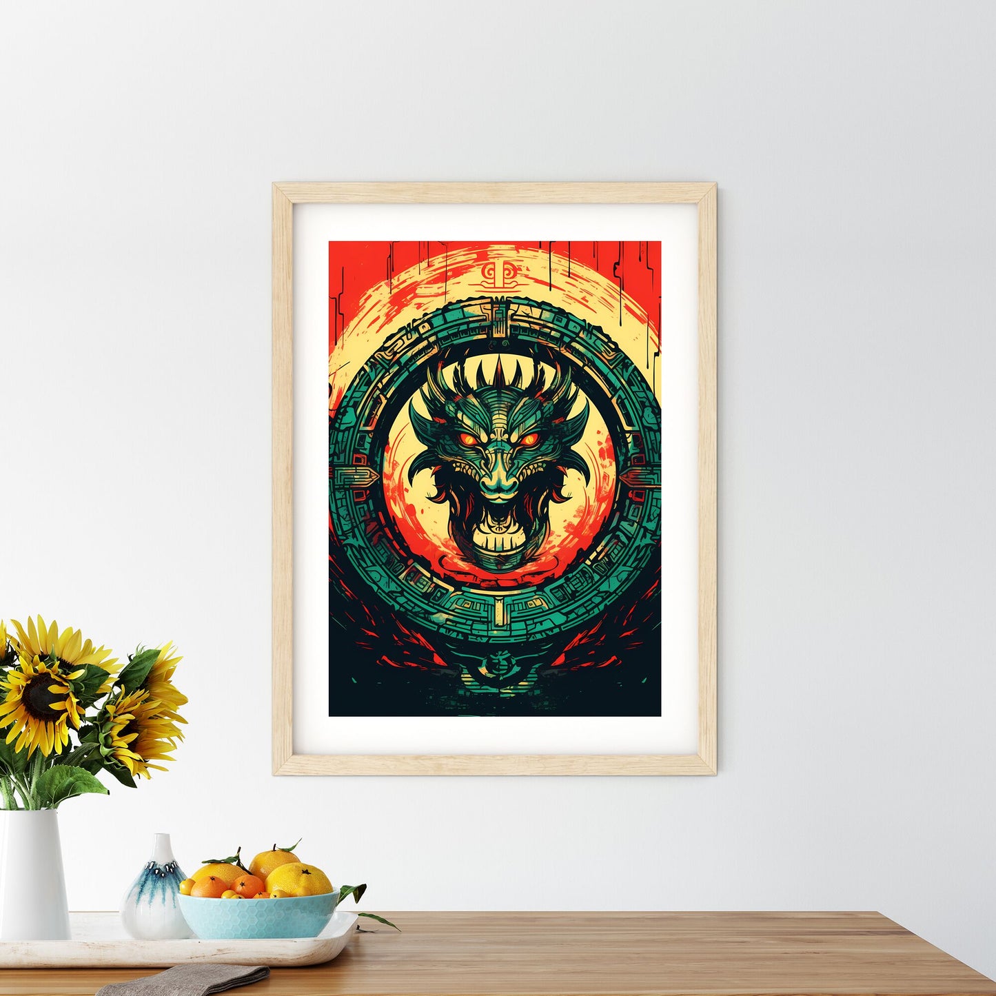 Dragon Head In A Circle Art Print Default Title