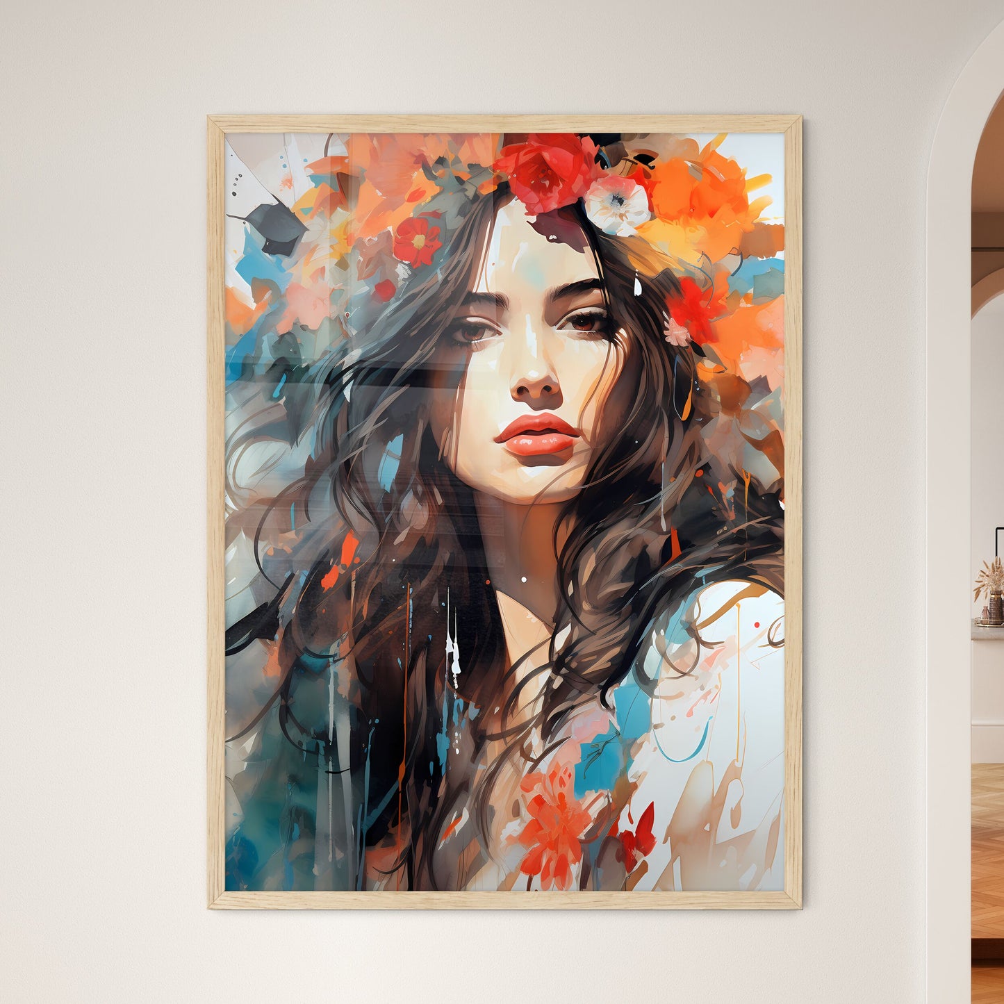 Painting Of A Woman With Flowers In Her Hair Art Print Default Title