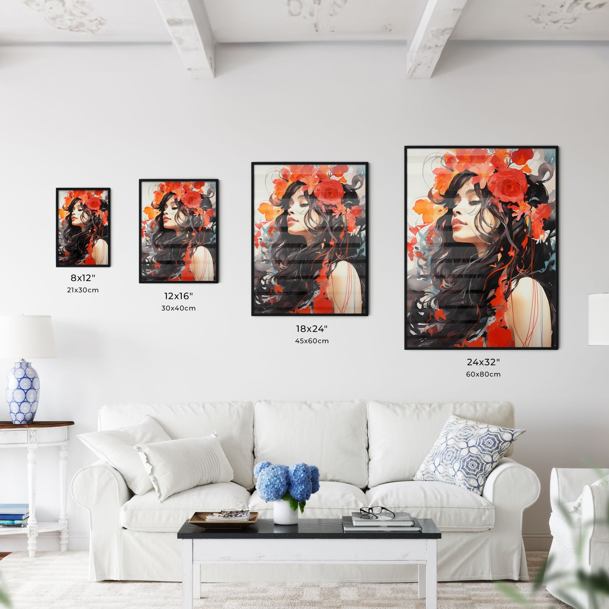 Painting Of A Woman With Flowers In Her Hair Art Print Default Title