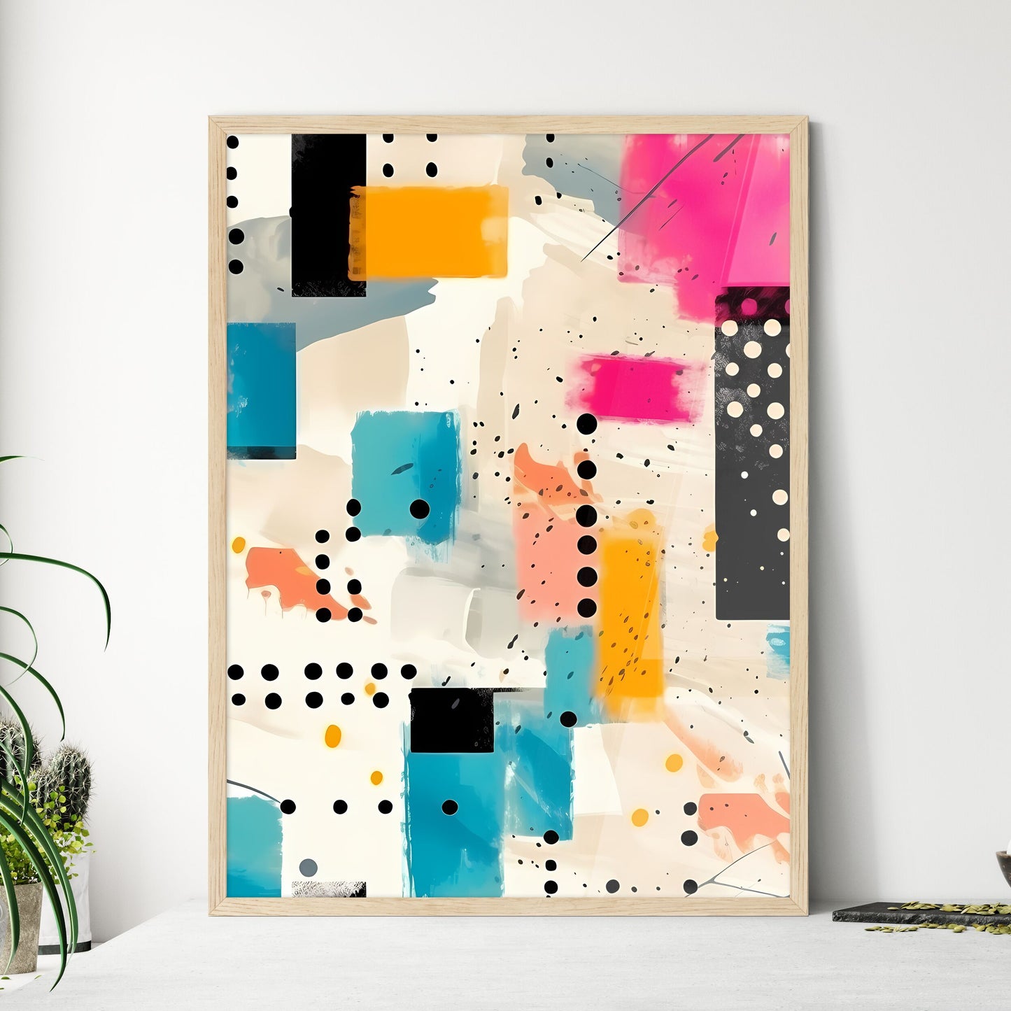 Colorful Pattern With Dots And Squares Art Print Default Title