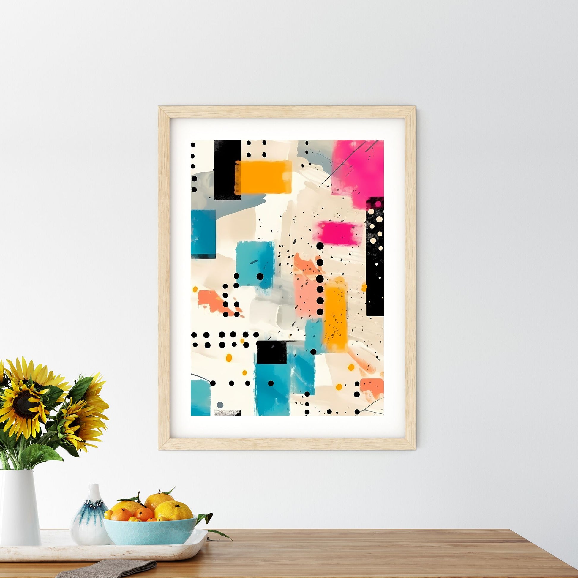 Colorful Pattern With Dots And Squares Art Print Default Title