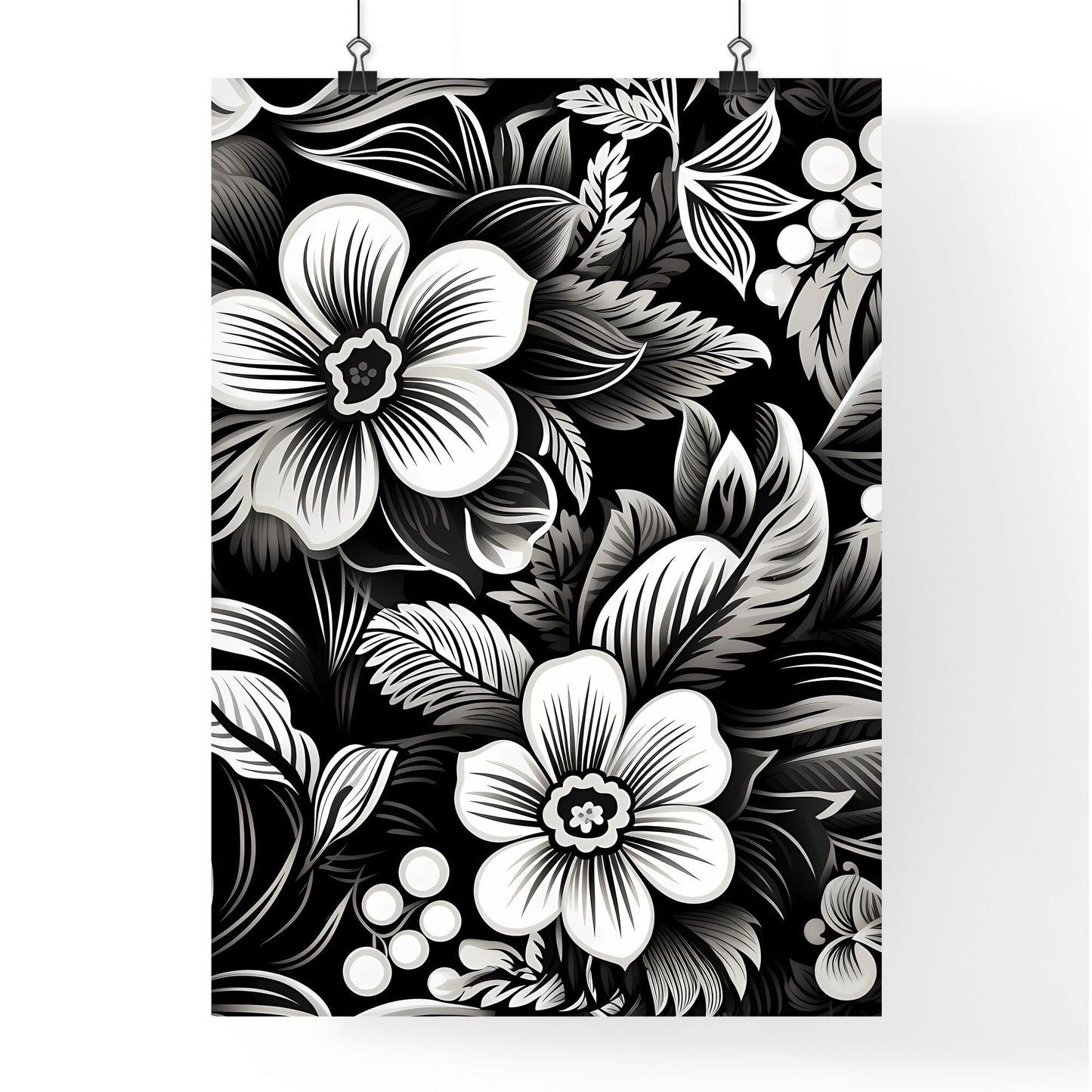 Black And White Floral Pattern Art Print Default Title