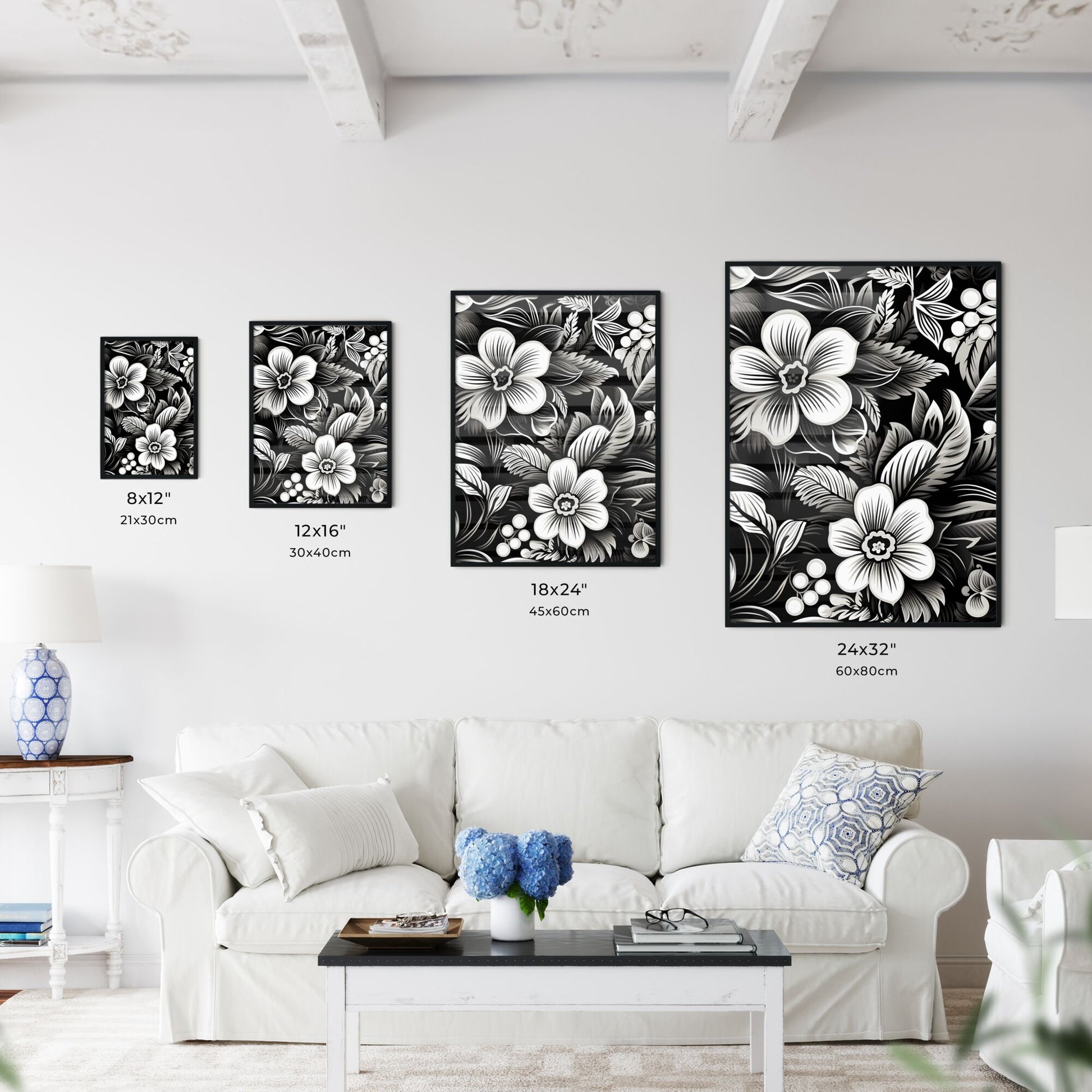 Black And White Floral Pattern Art Print Default Title