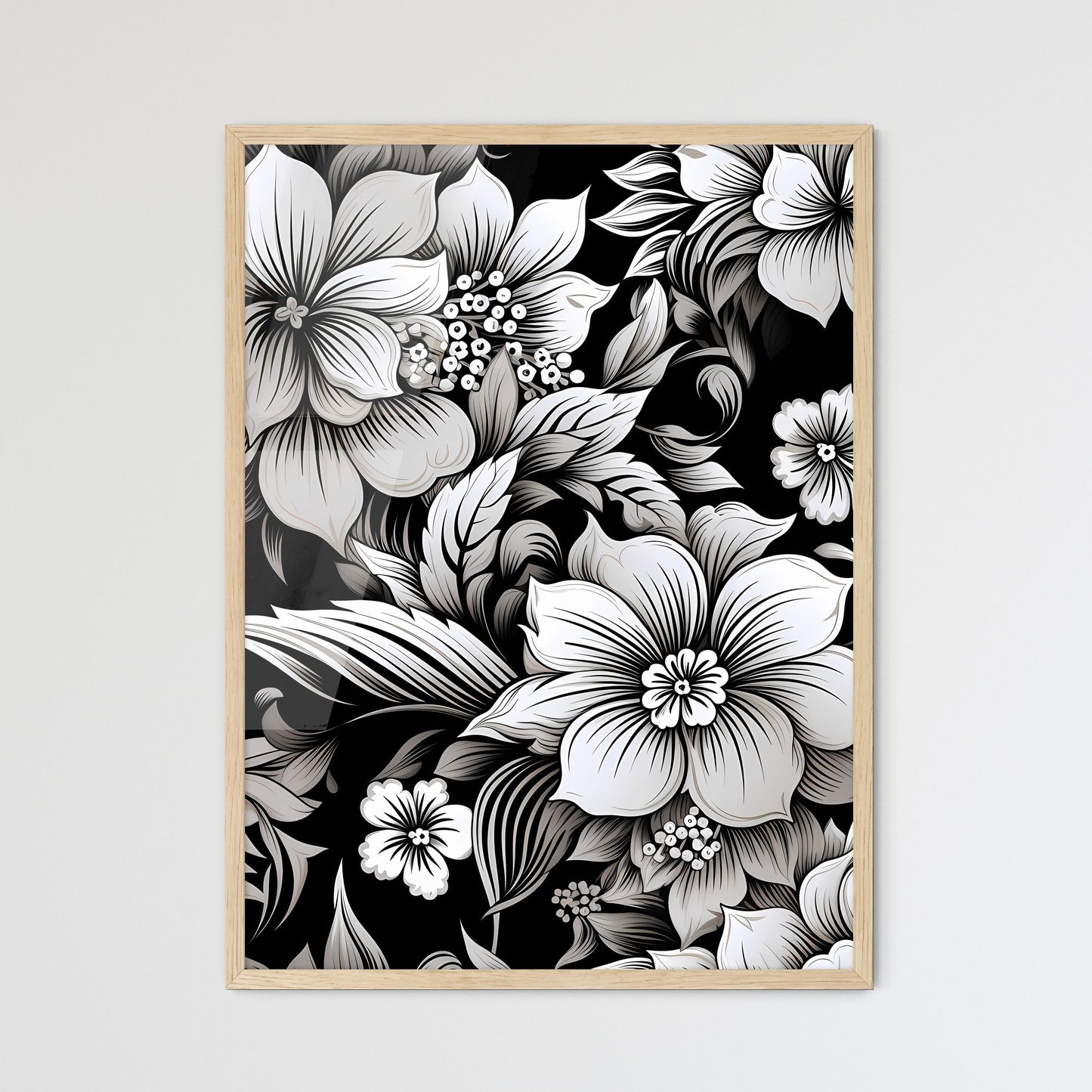 Black And White Floral Pattern Art Print Default Title