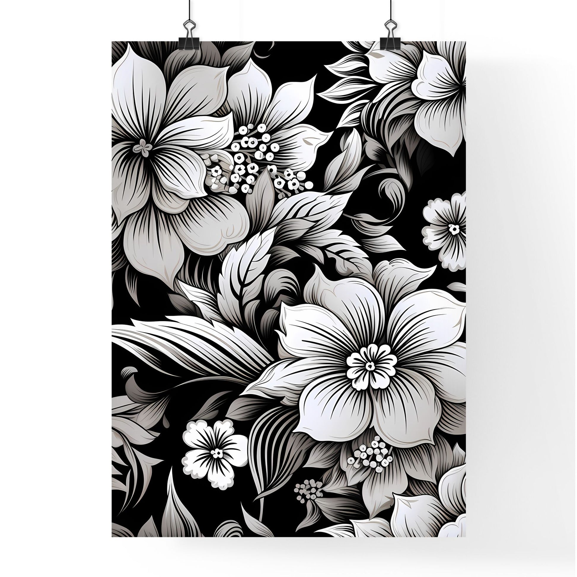 Black And White Floral Pattern Art Print Default Title