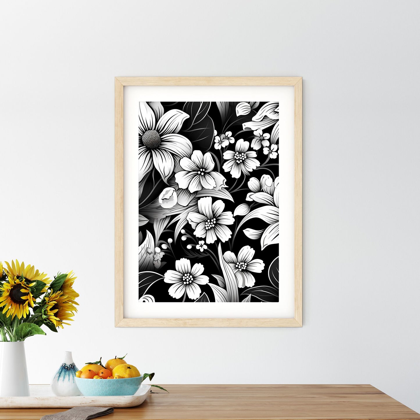 Black And White Floral Pattern Art Print Default Title