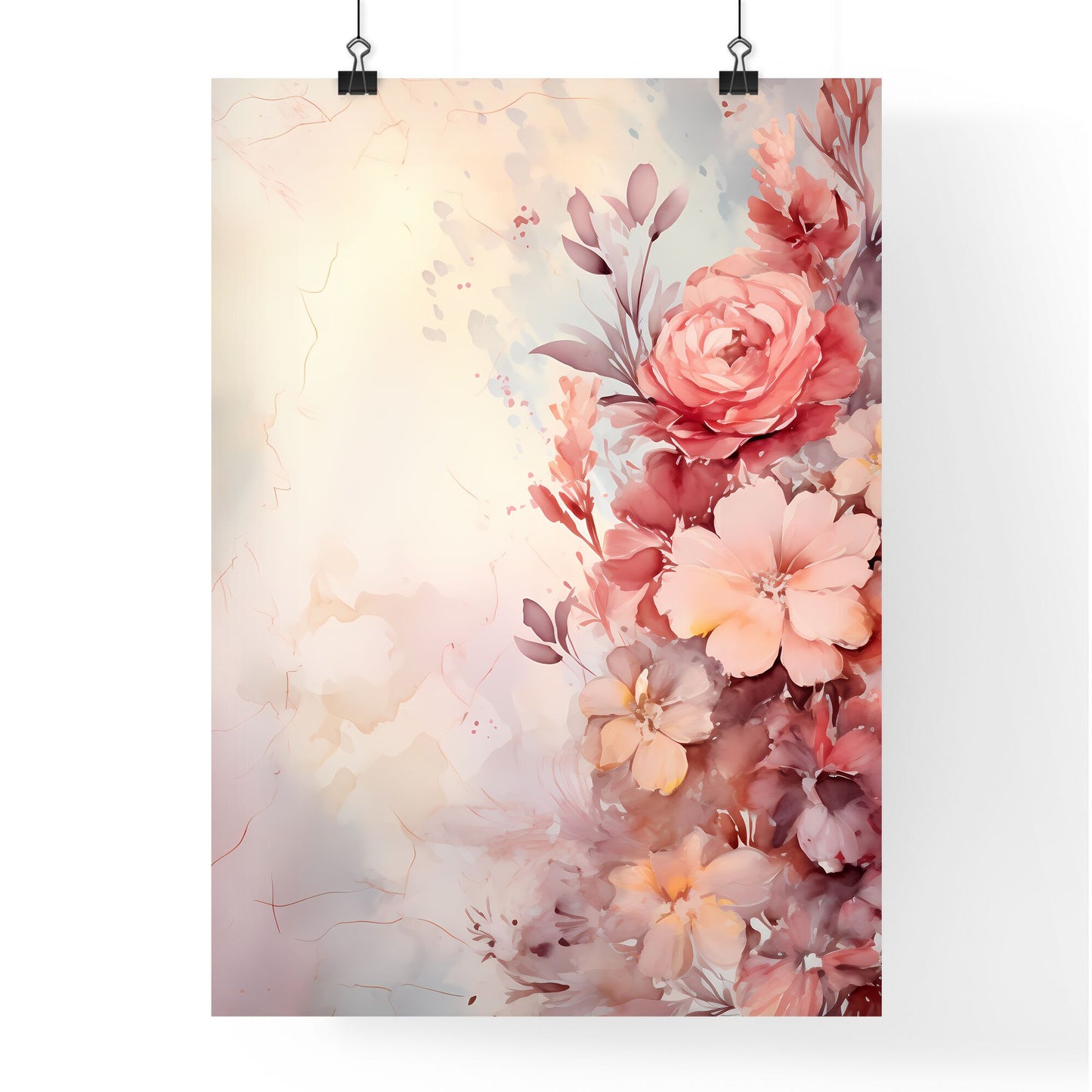 Painting Of Flowers On A White Surface Art Print Default Title