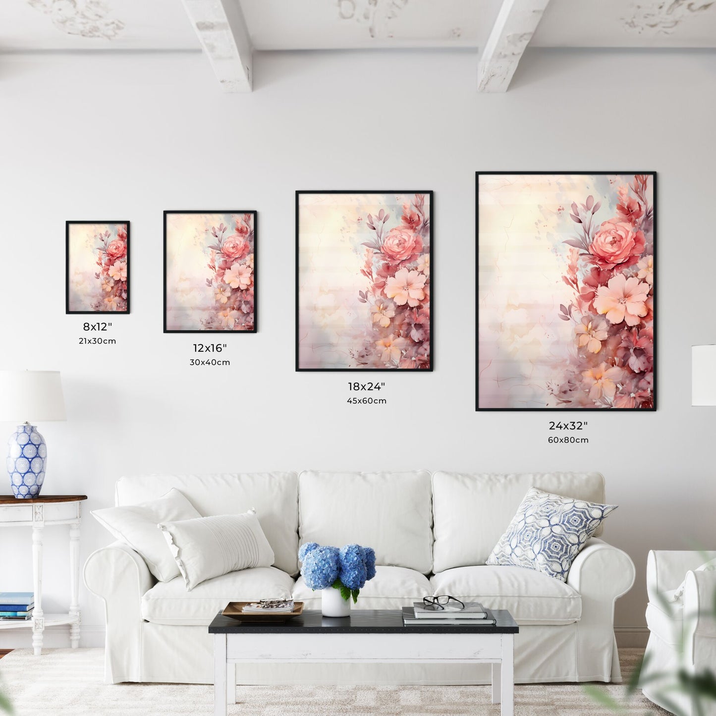 Painting Of Flowers On A White Surface Art Print Default Title