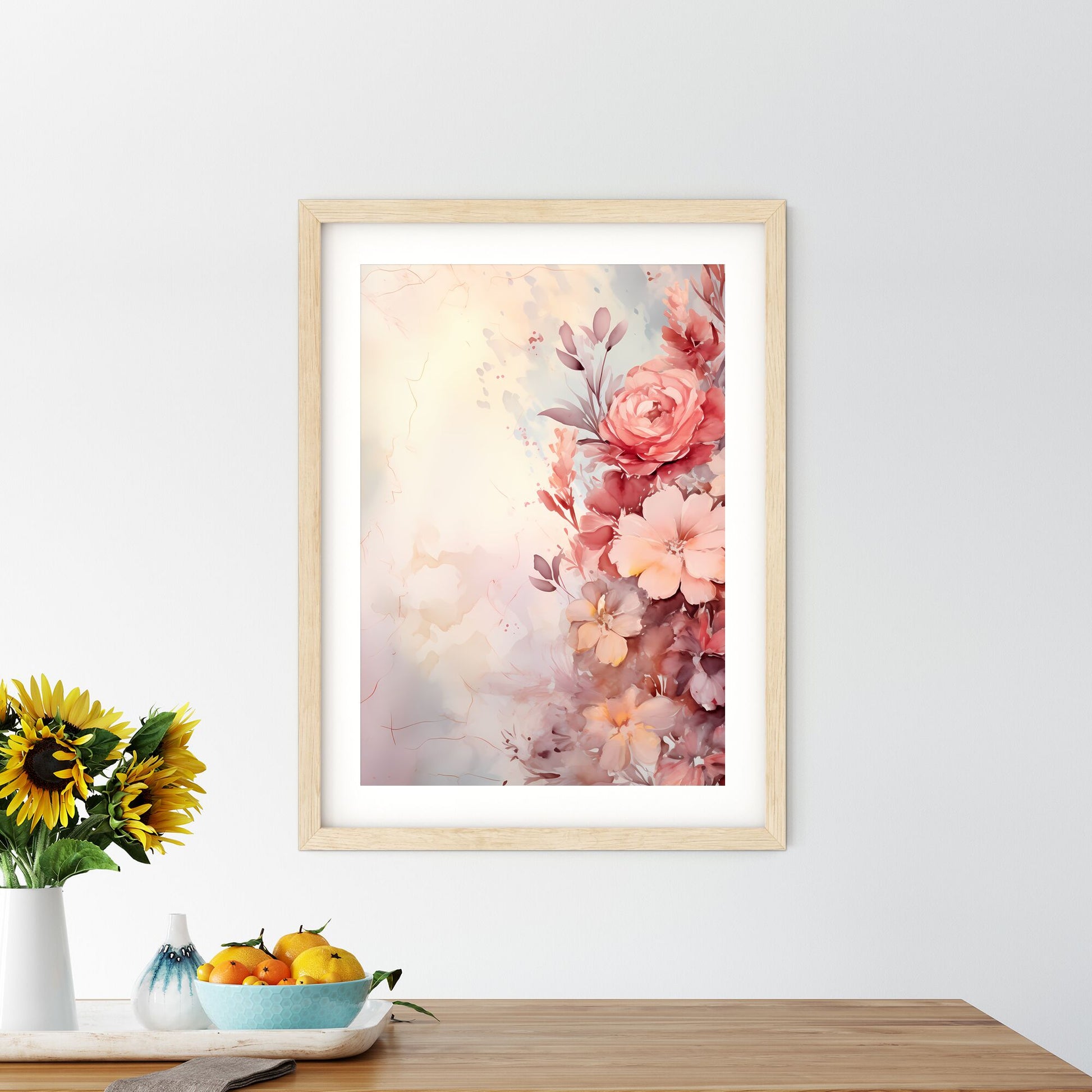 Painting Of Flowers On A White Surface Art Print Default Title