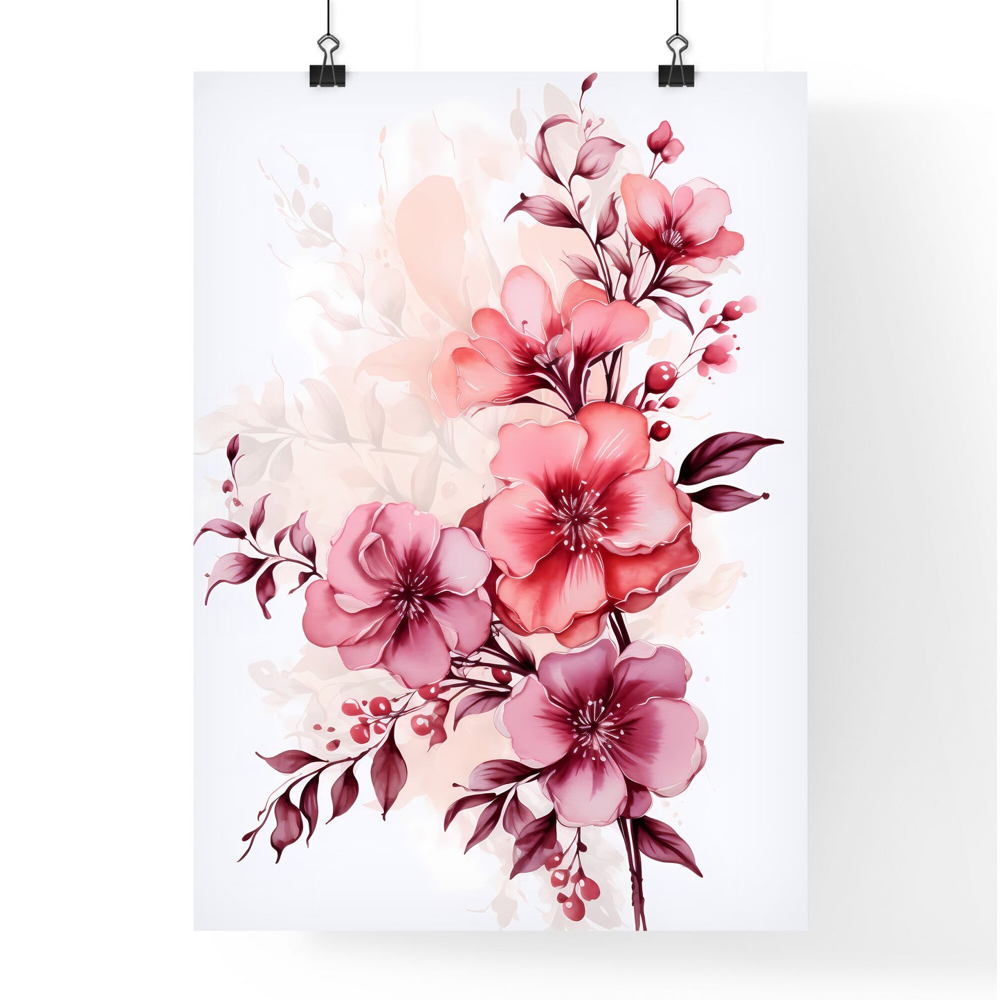 Painting Of Flowers And Leaves Art Print Default Title