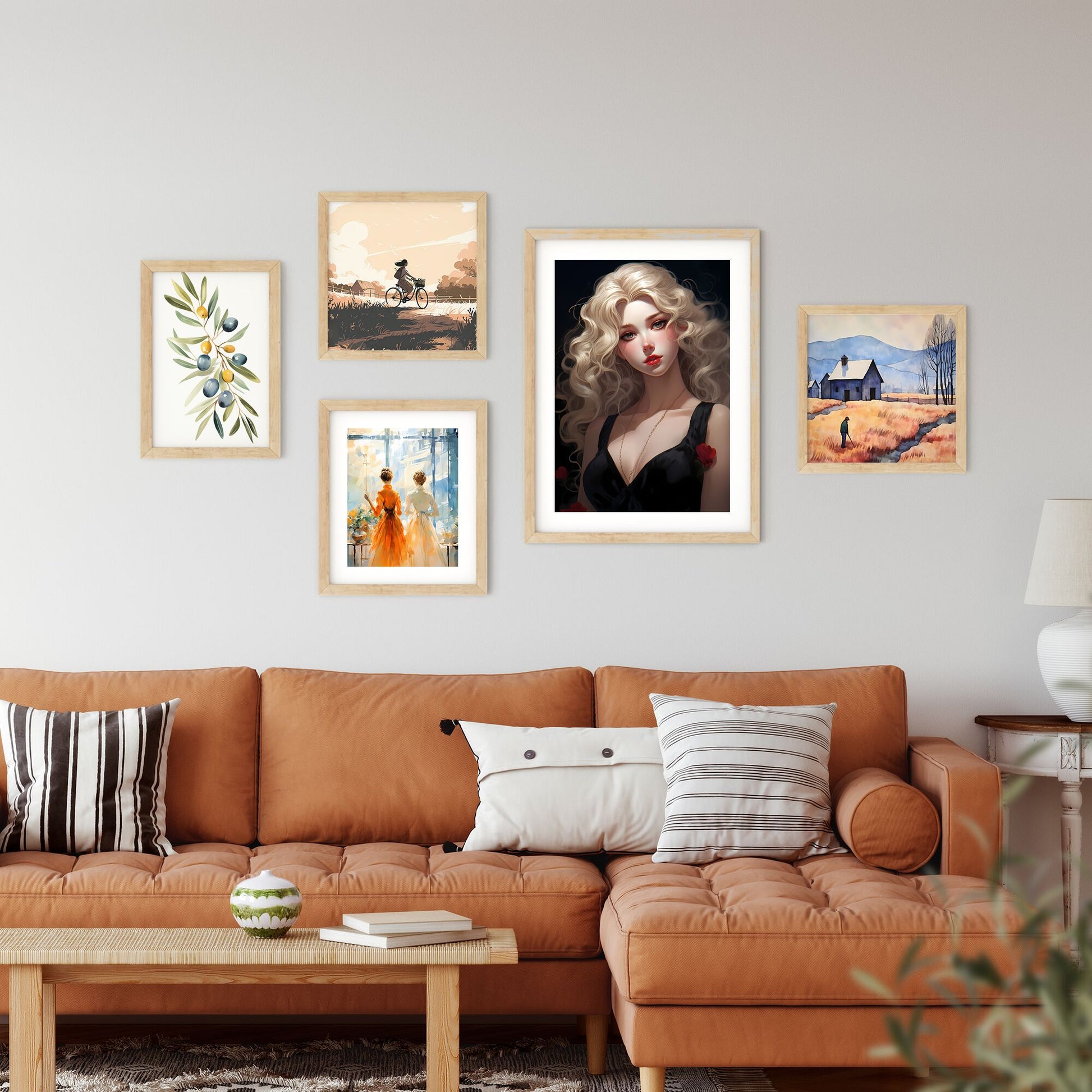 Woman With Long Blonde Hair And Red Lips Art Print Default Title