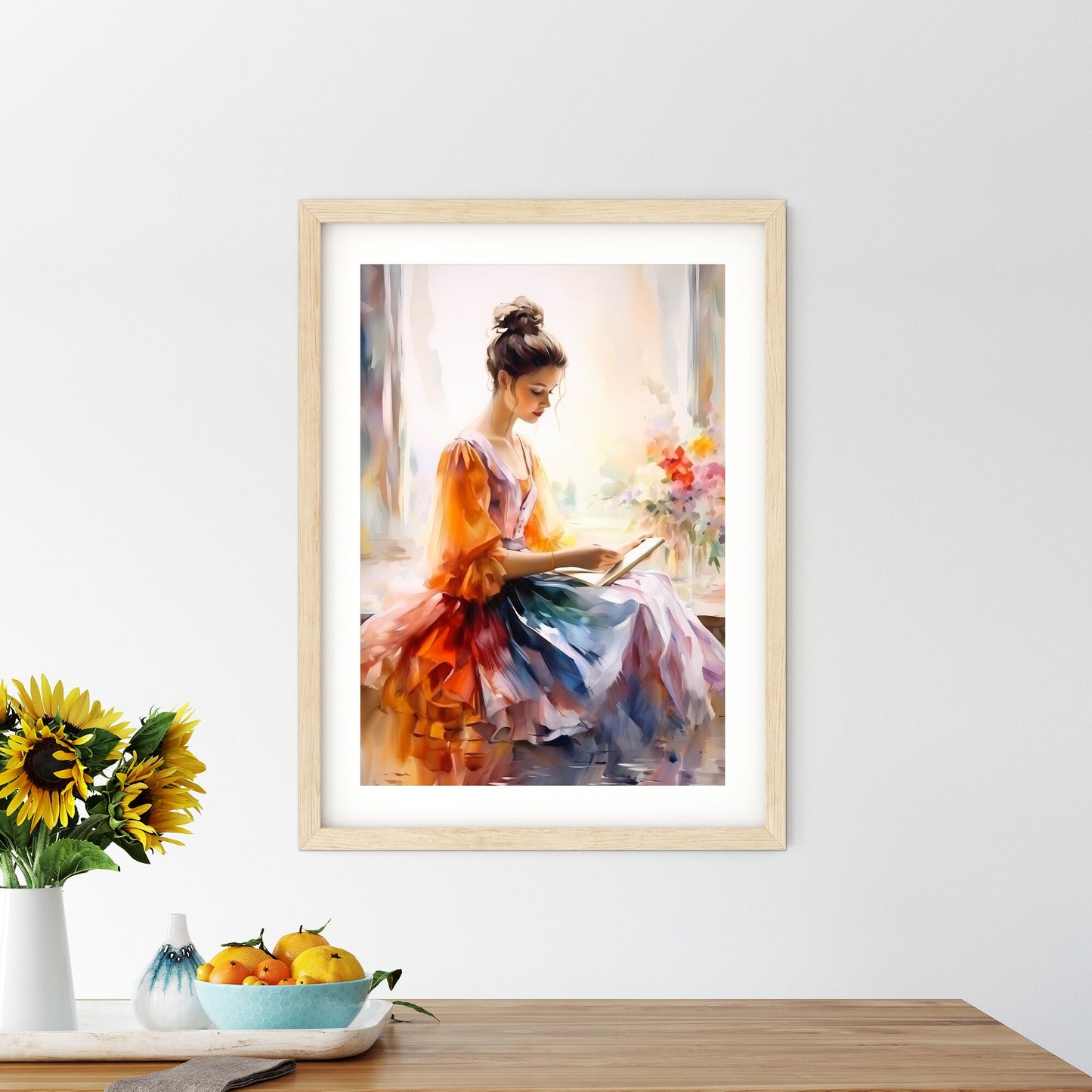 Woman In A Dress Reading A Book Art Print Default Title