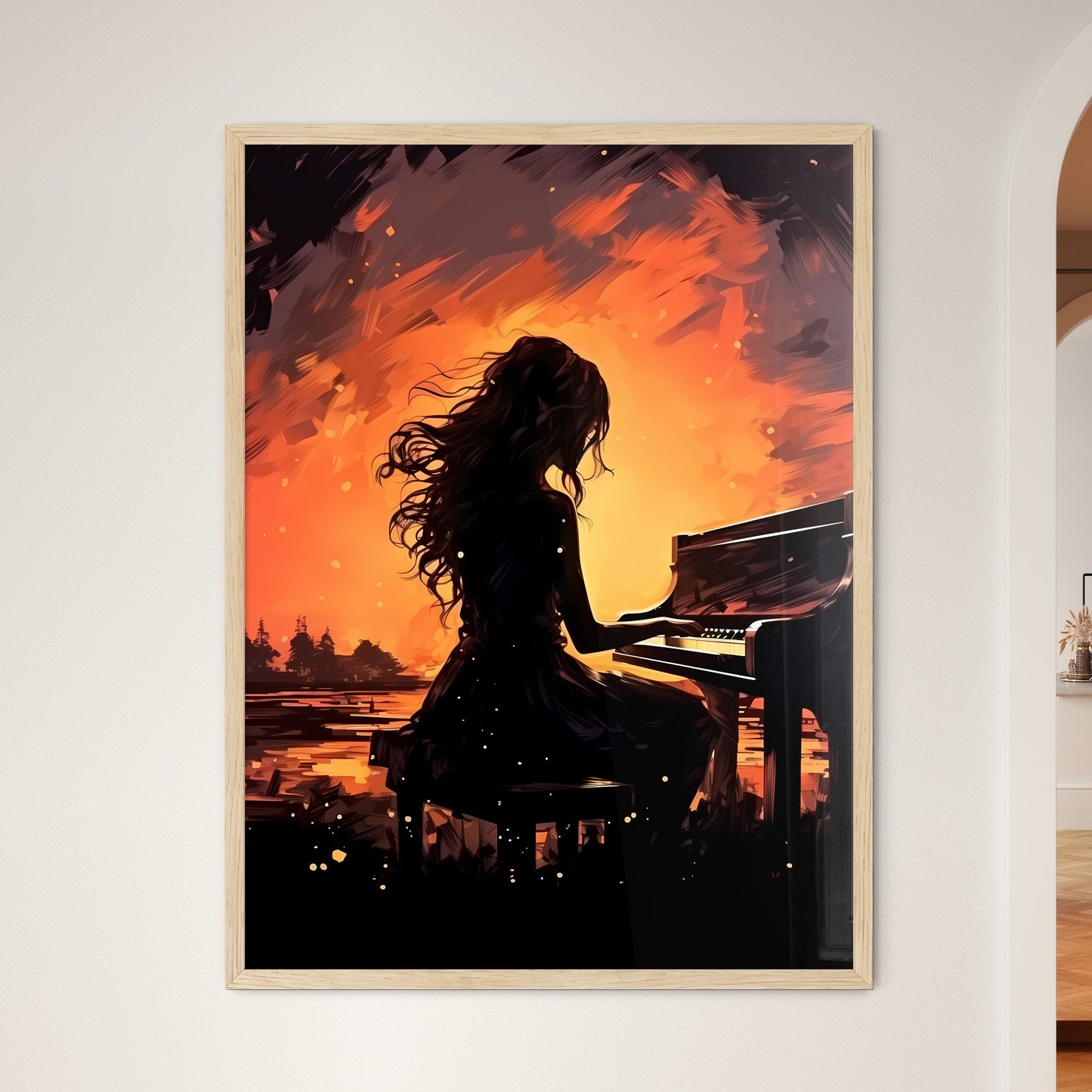 Woman Playing A Piano Art Print Default Title