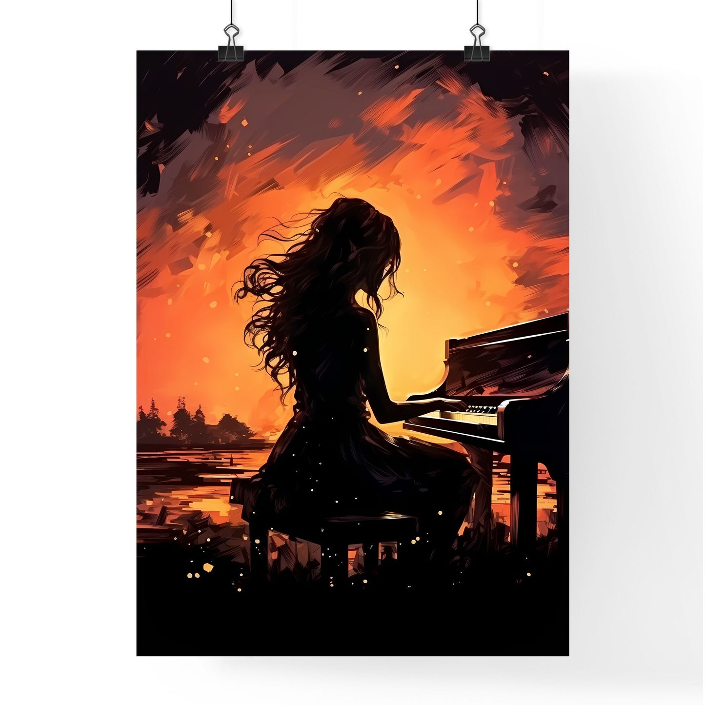 Woman Playing A Piano Art Print Default Title