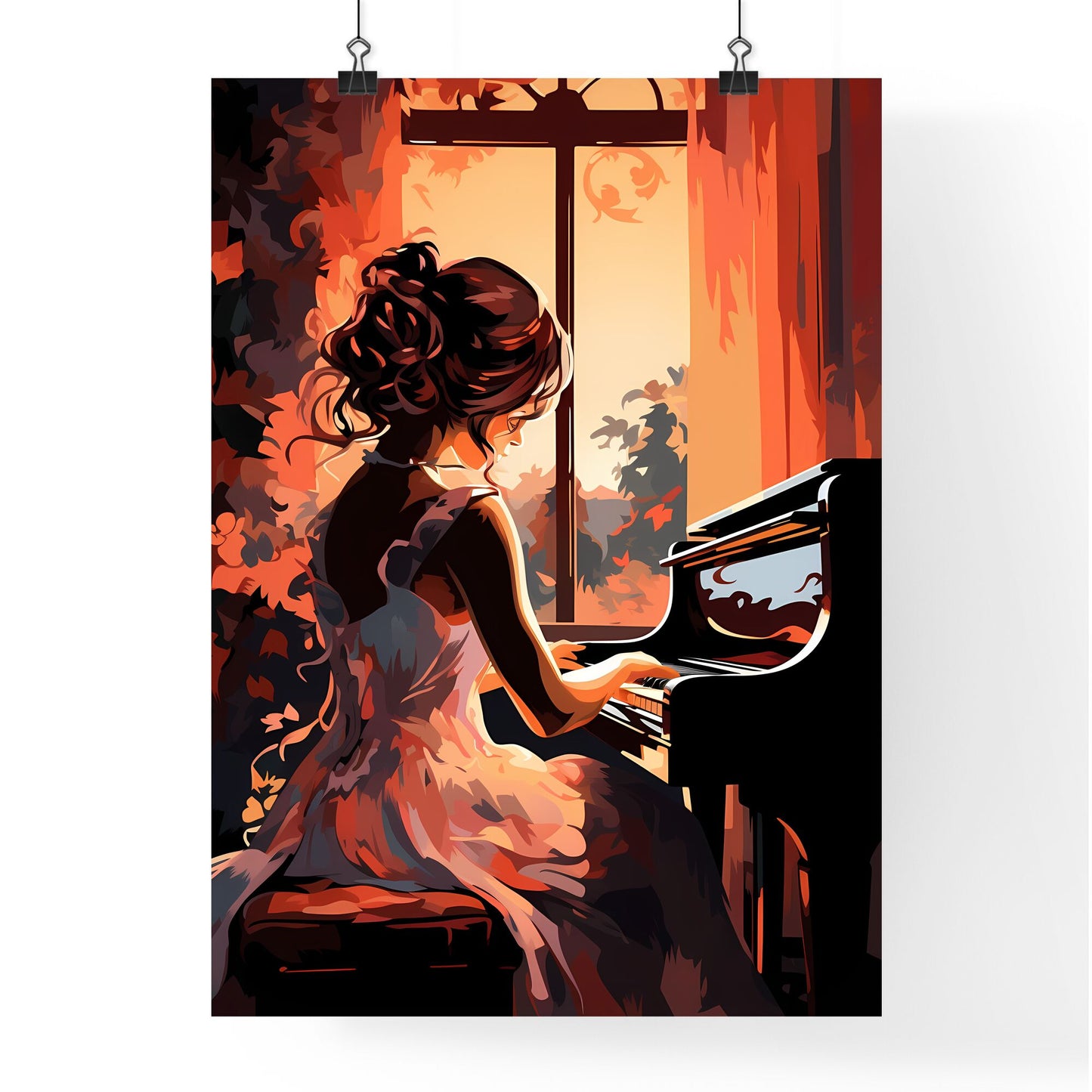 Woman Playing A Piano Art Print Default Title