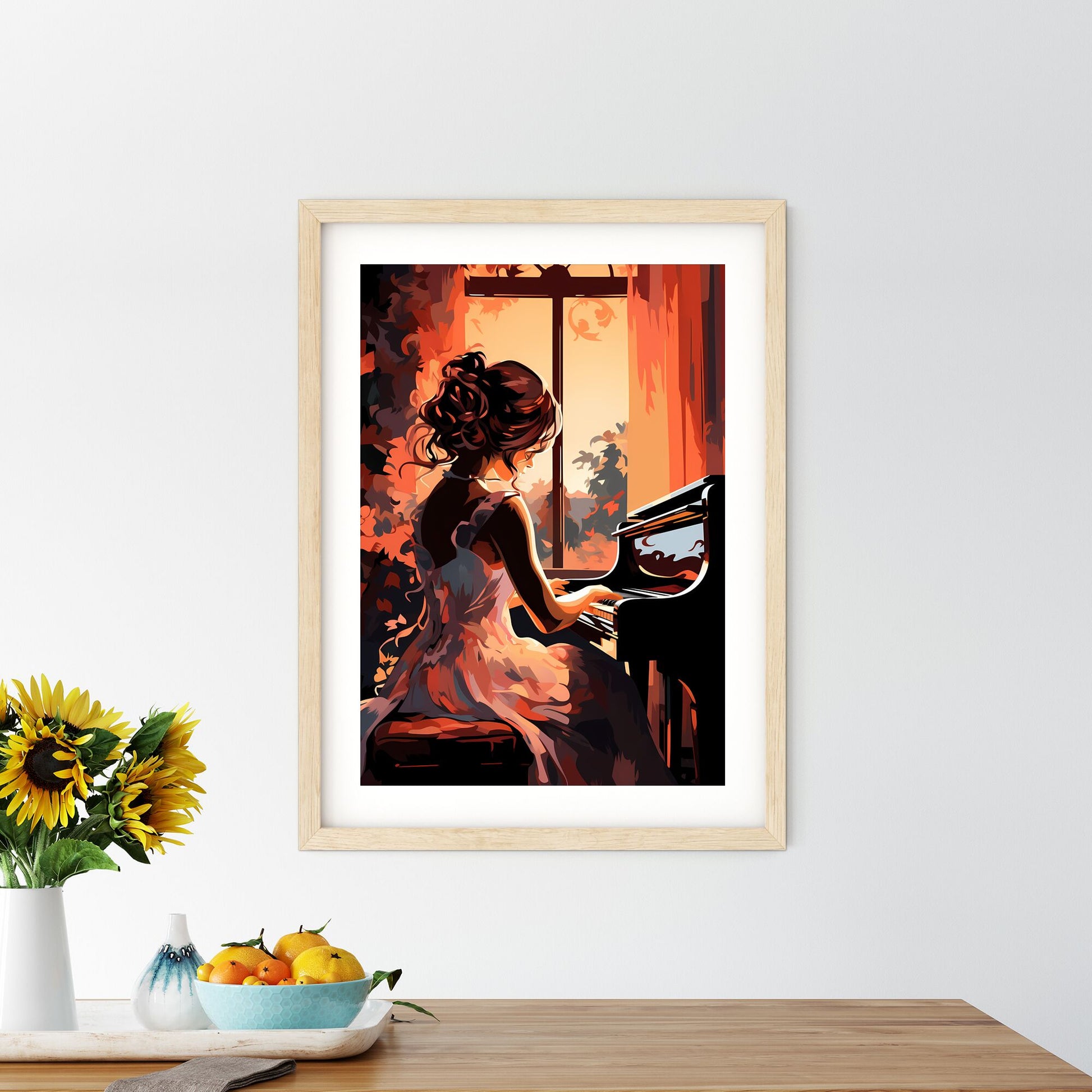 Woman Playing A Piano Art Print Default Title