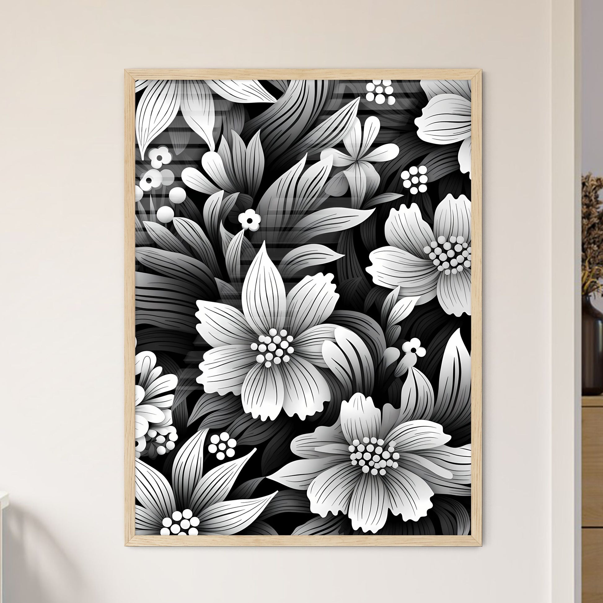 Black And White Floral Pattern Art Print Default Title