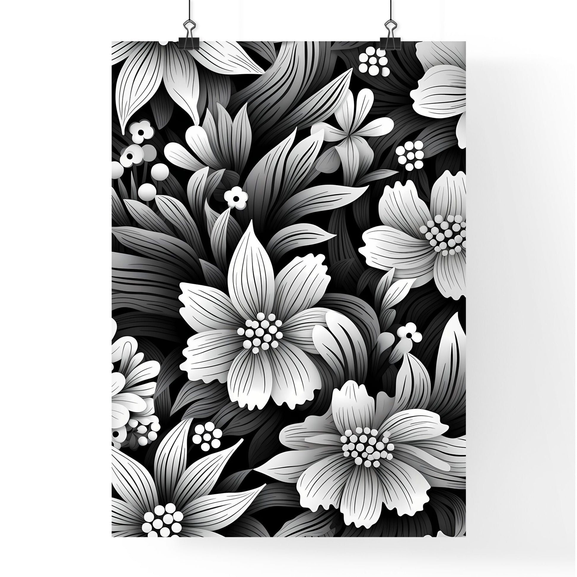 Black And White Floral Pattern Art Print Default Title