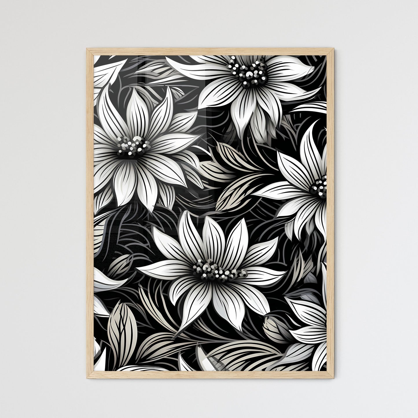 Black And White Floral Pattern Art Print Default Title