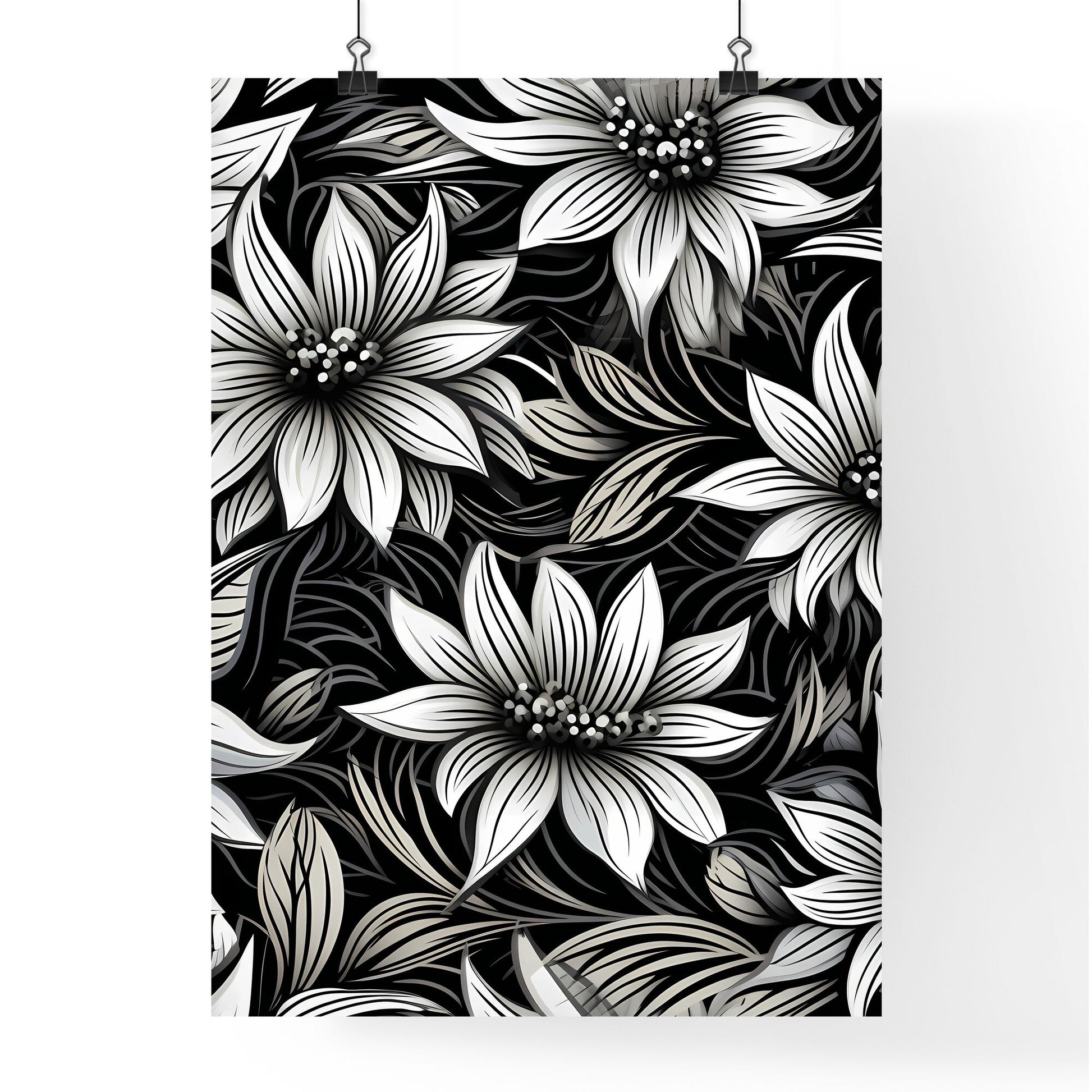 Black And White Floral Pattern Art Print Default Title