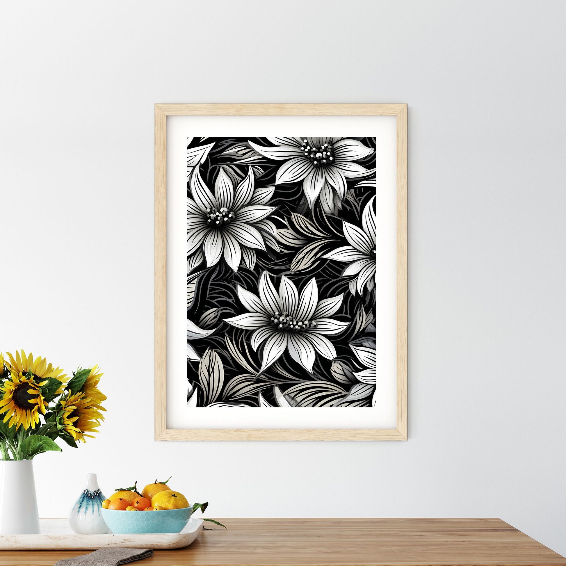 Black And White Floral Pattern Art Print Default Title