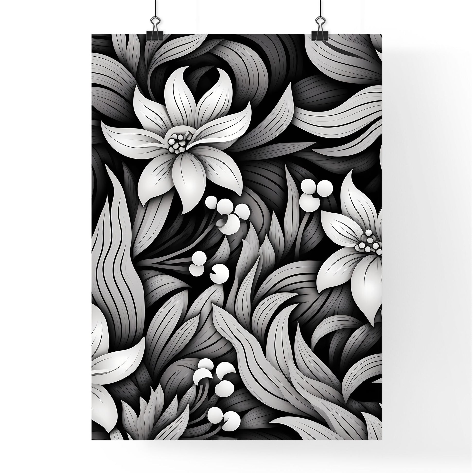 Black And White Floral Pattern Art Print Default Title