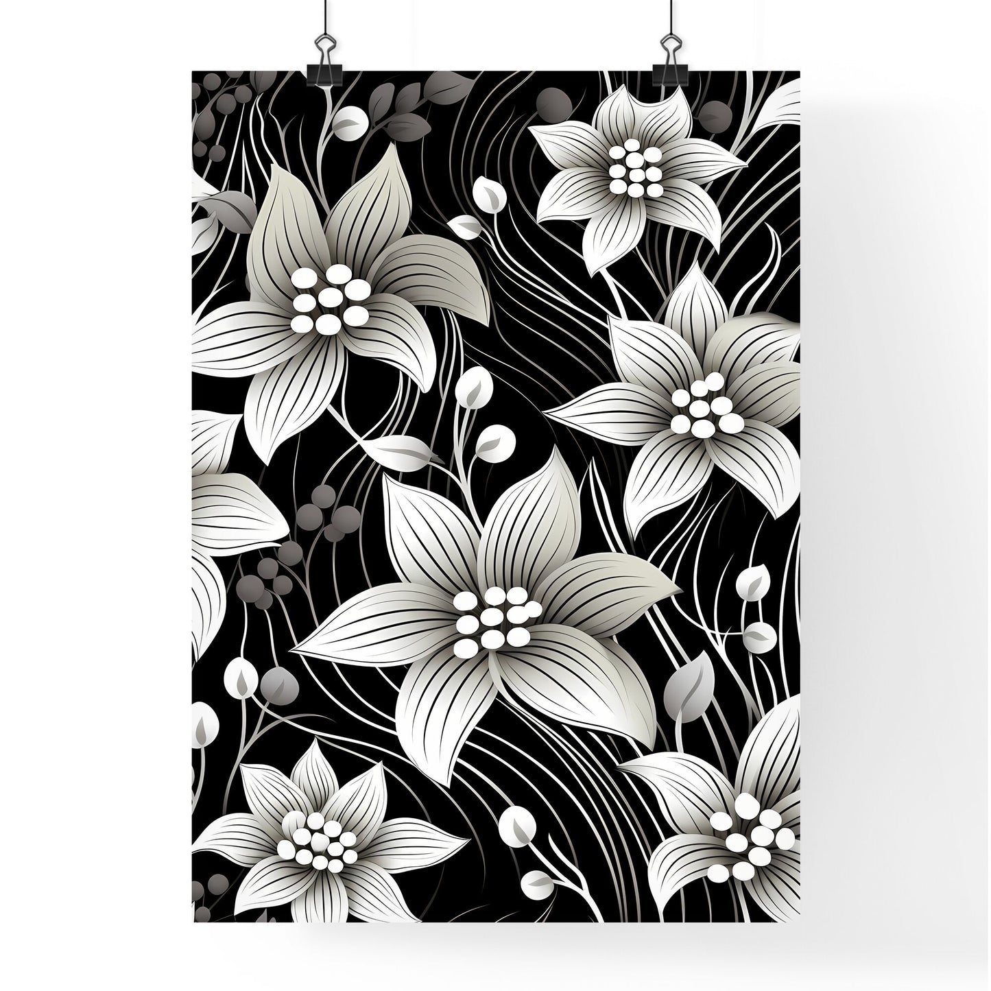 Black And White Floral Pattern Art Print Default Title