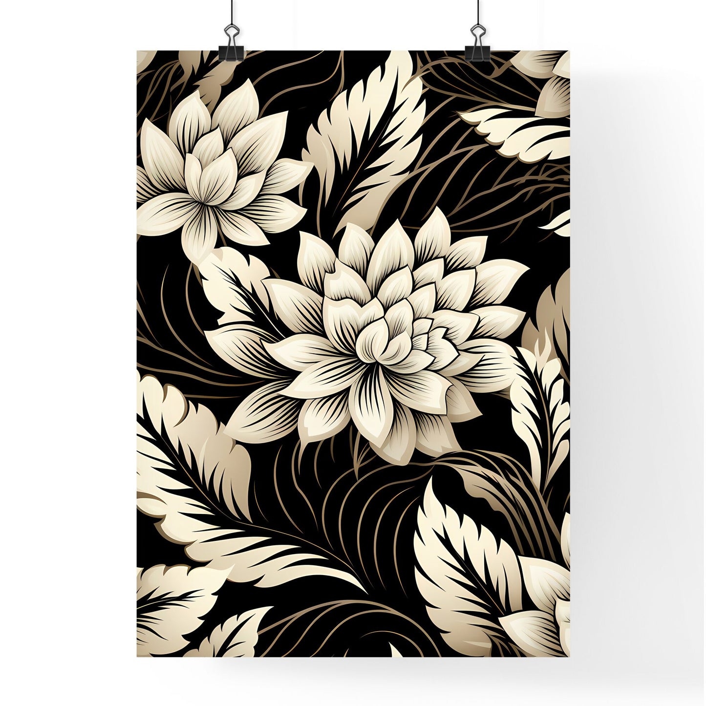 Pattern Of Flowers And Leaves Art Print Default Title