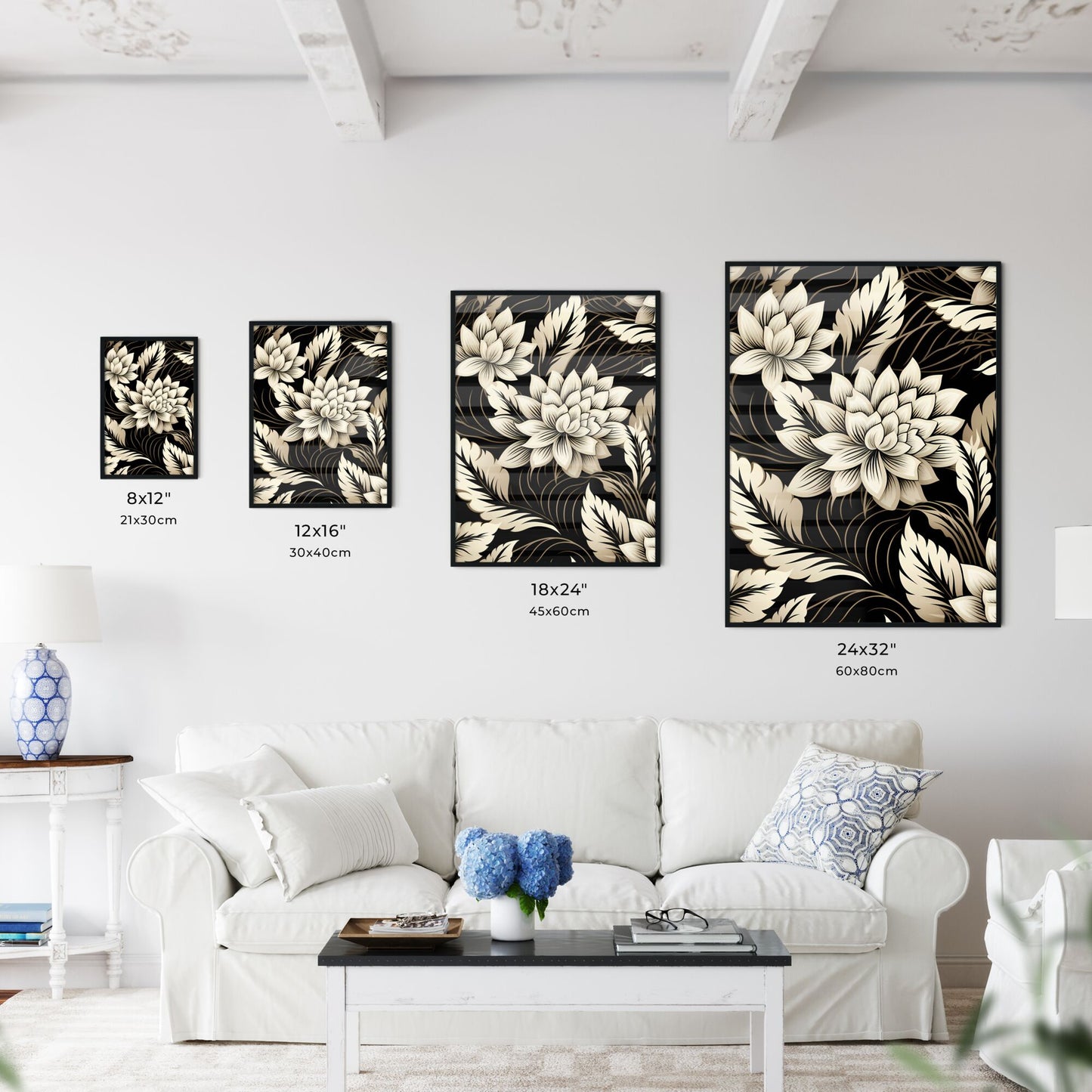 Pattern Of Flowers And Leaves Art Print Default Title