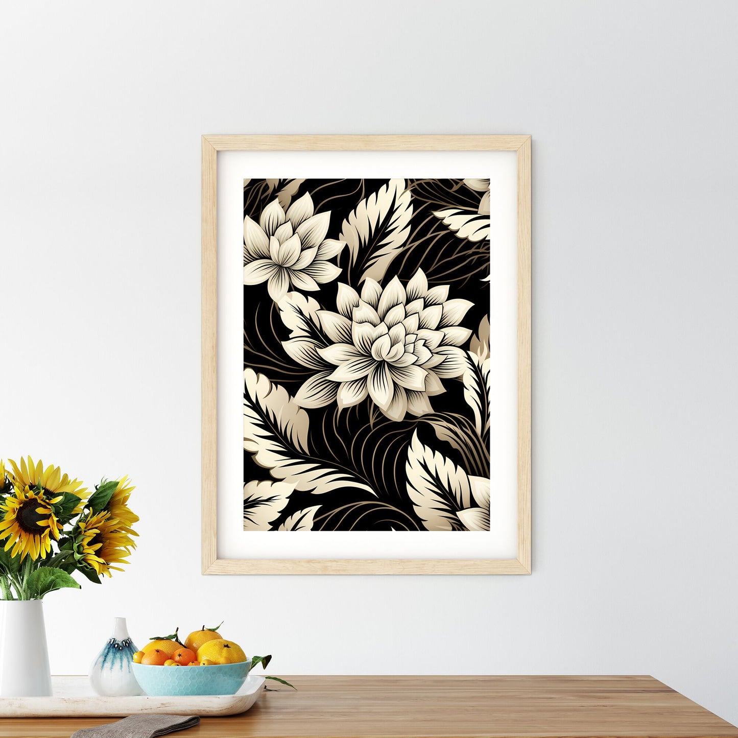 Pattern Of Flowers And Leaves Art Print Default Title