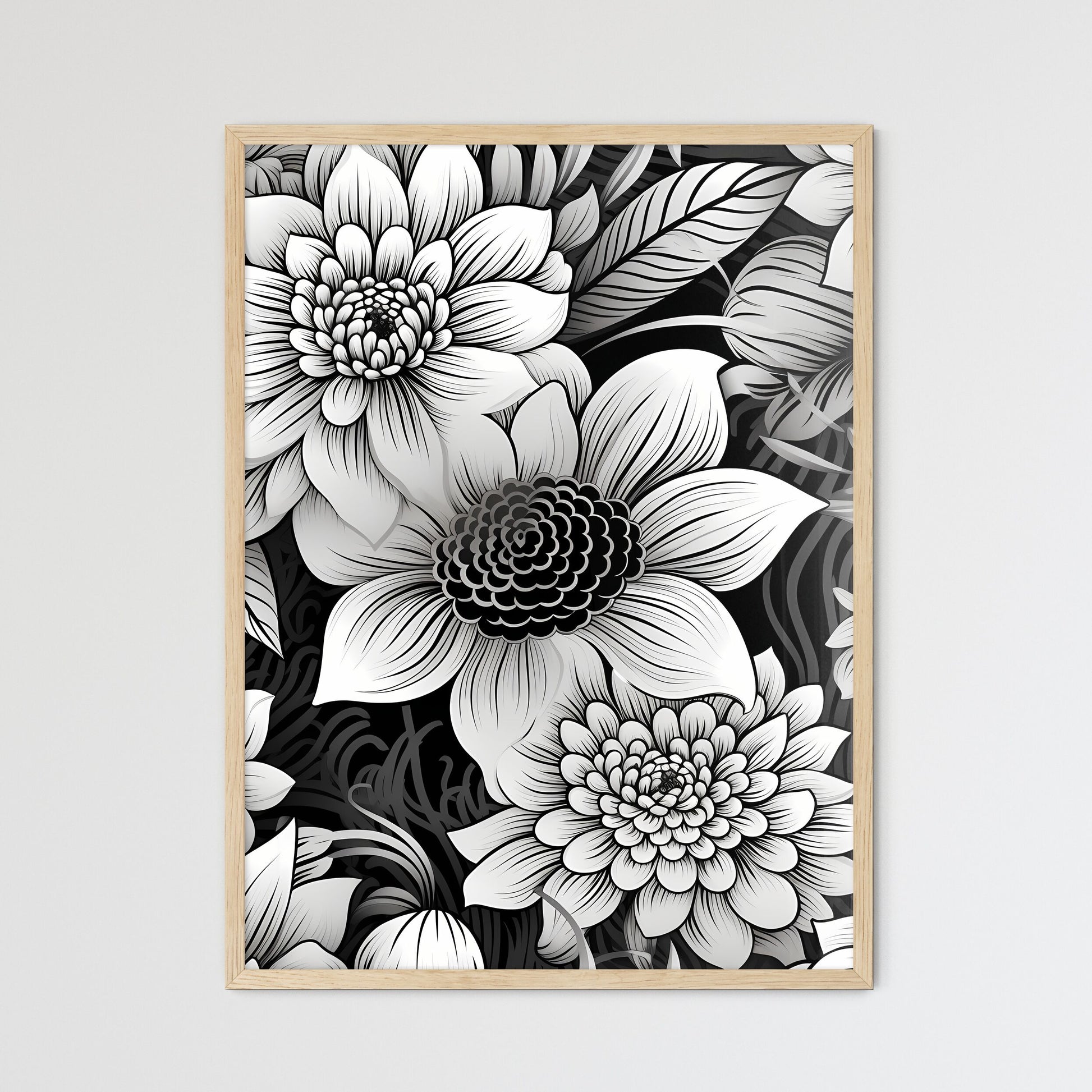 Black And White Floral Pattern Art Print Default Title