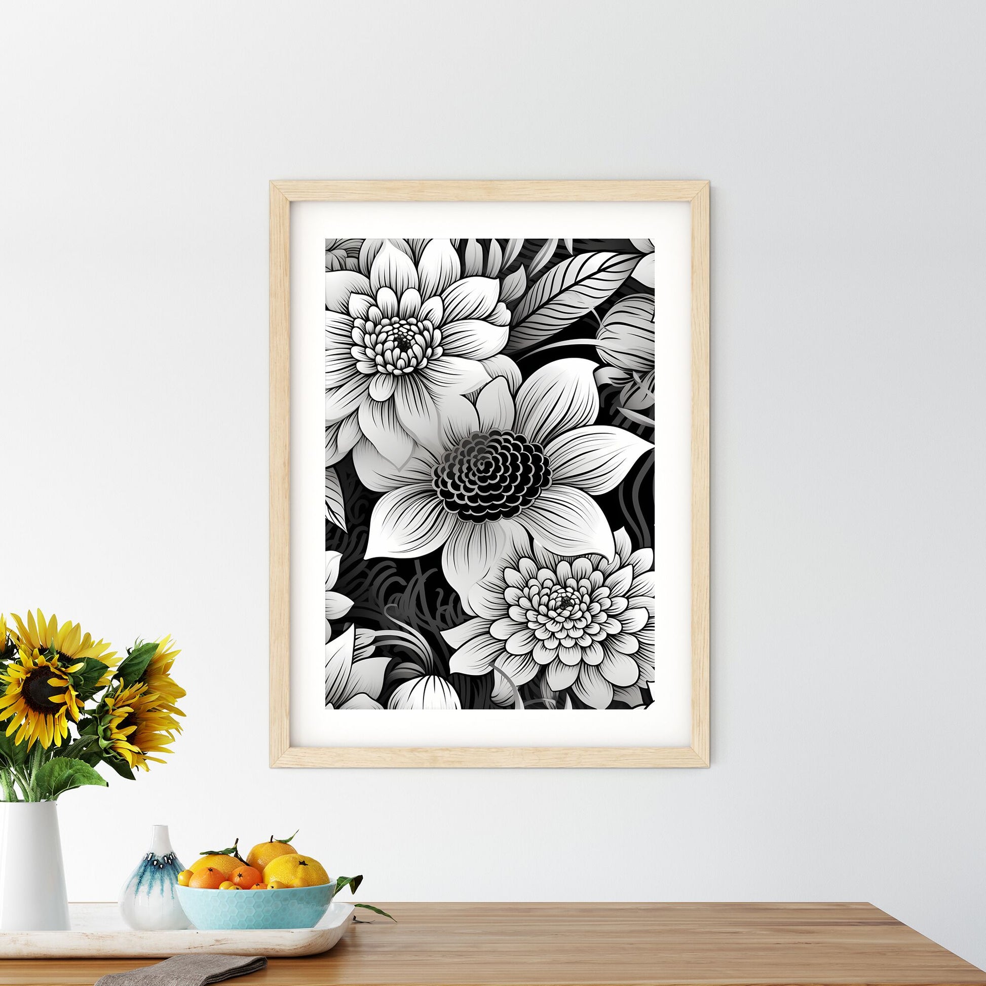 Black And White Floral Pattern Art Print Default Title