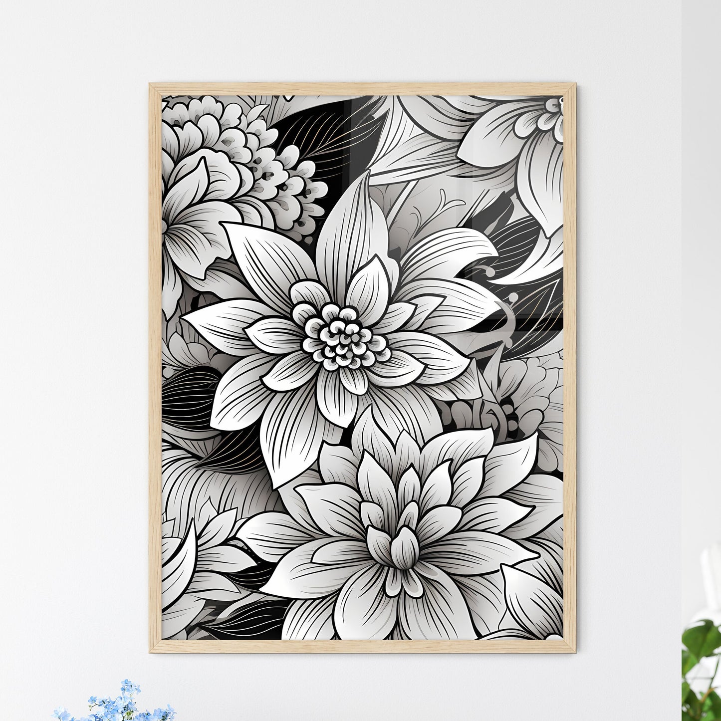 Black And White Floral Pattern Art Print Default Title