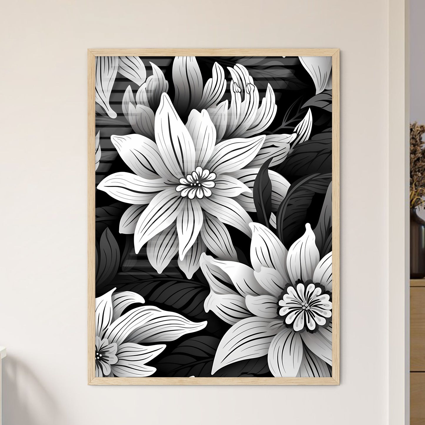 Black And White Floral Pattern Art Print Default Title