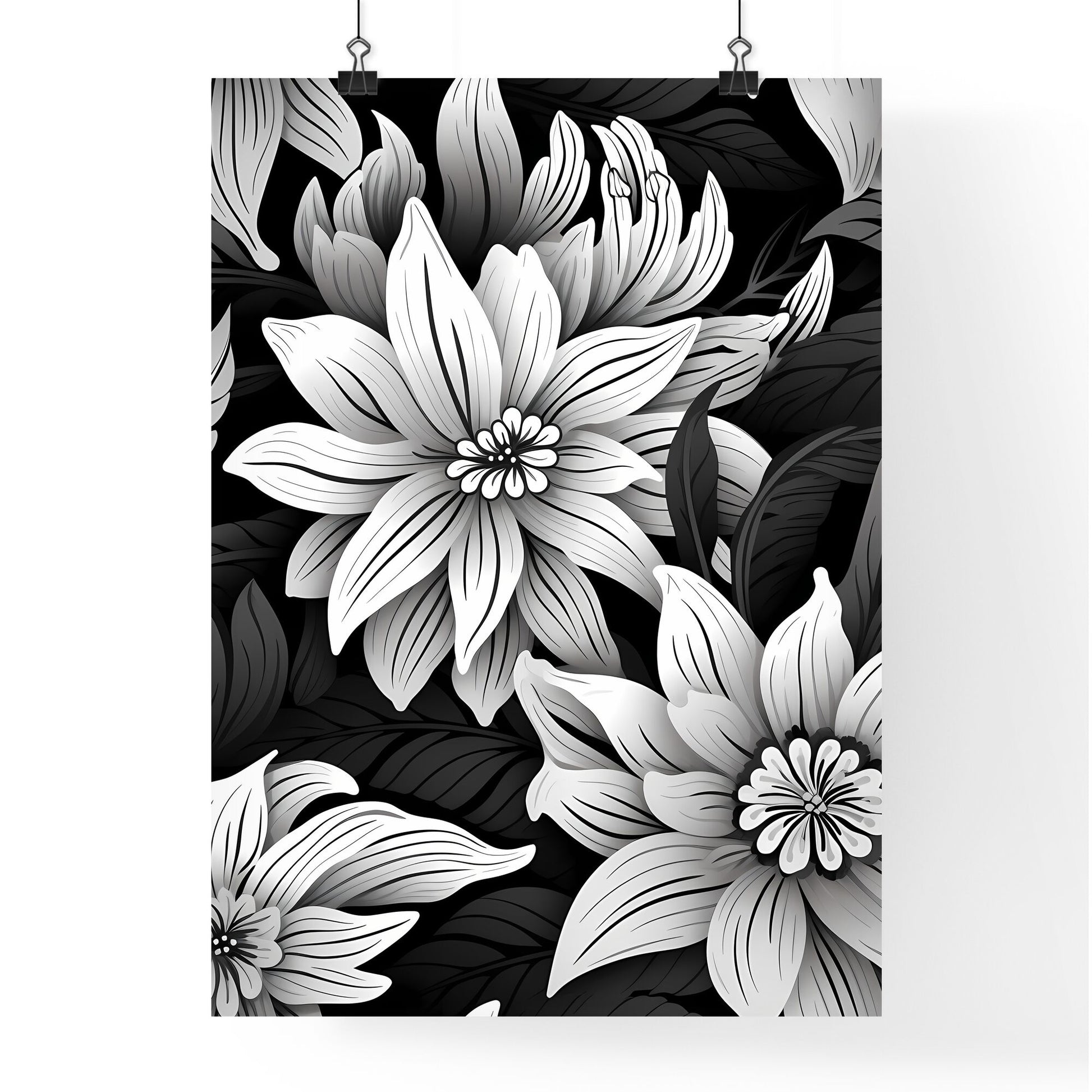 Black And White Floral Pattern Art Print Default Title