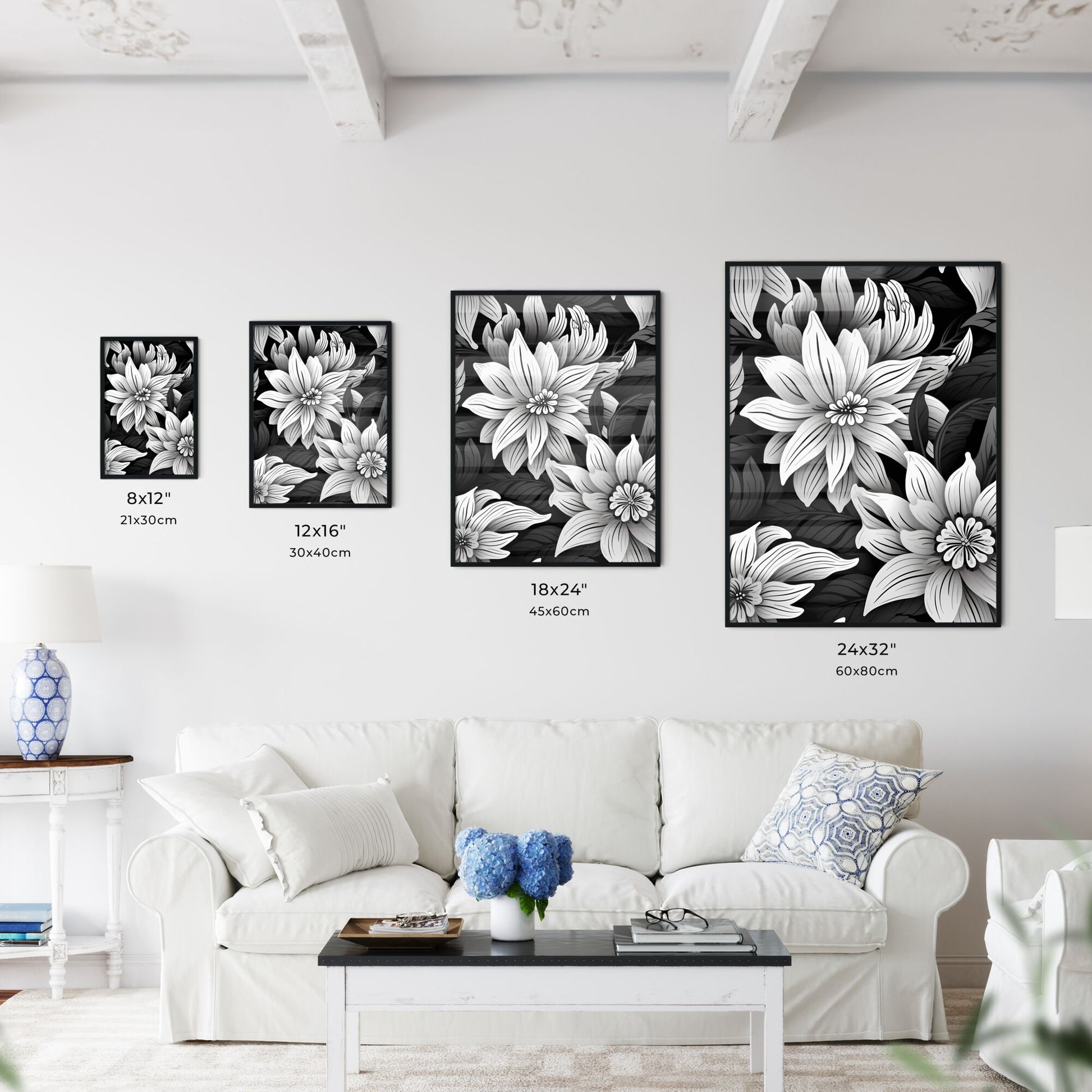 Black And White Floral Pattern Art Print Default Title