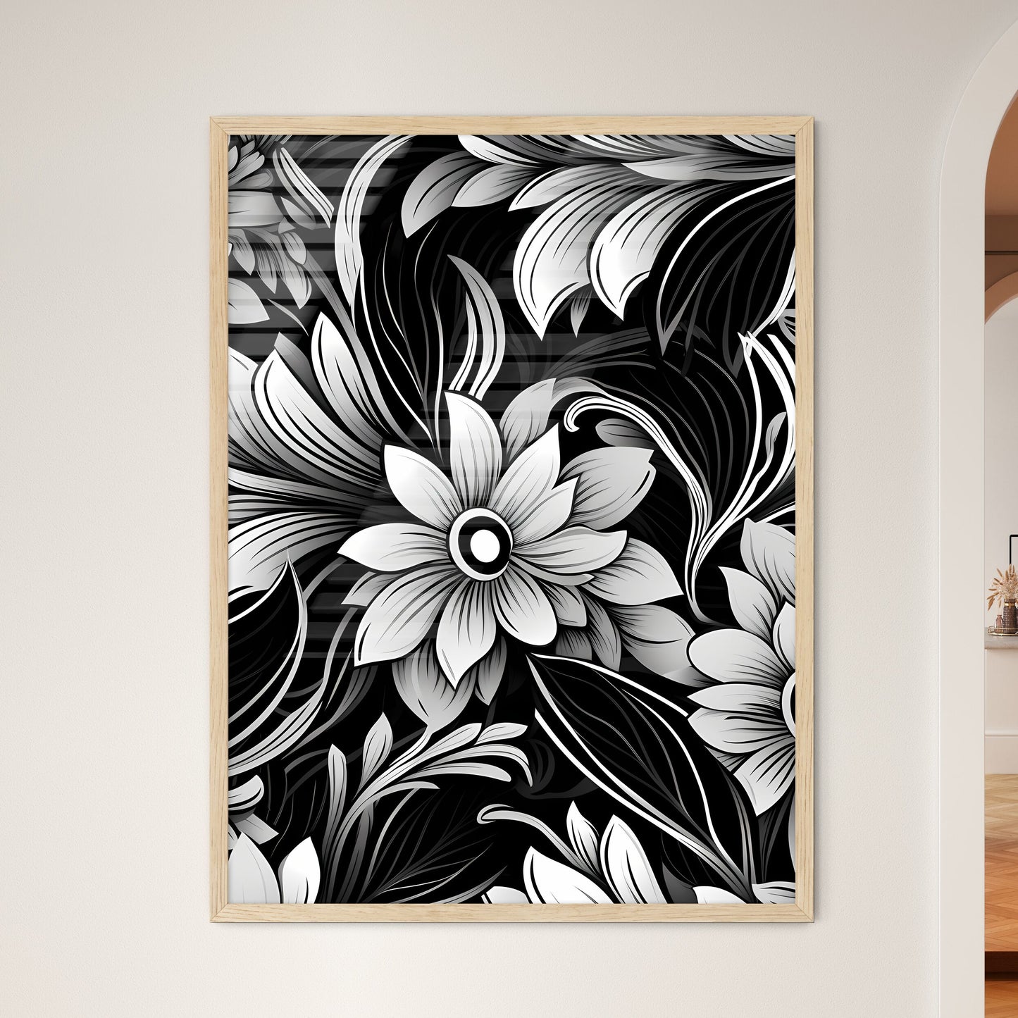 Black And White Floral Pattern Art Print Default Title