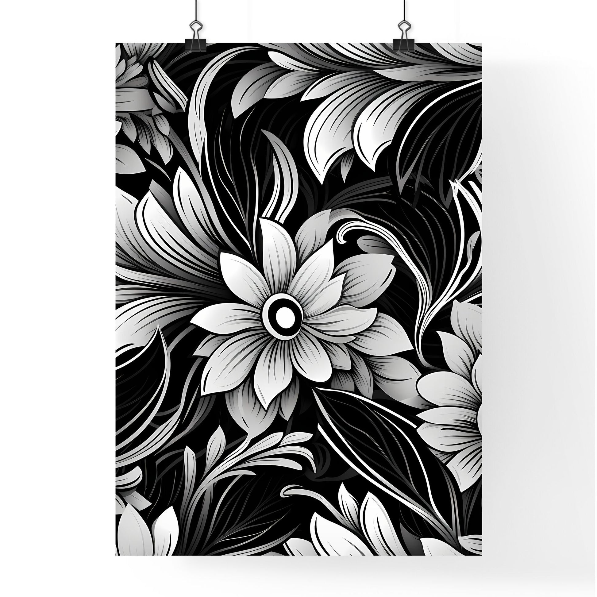 Black And White Floral Pattern Art Print Default Title